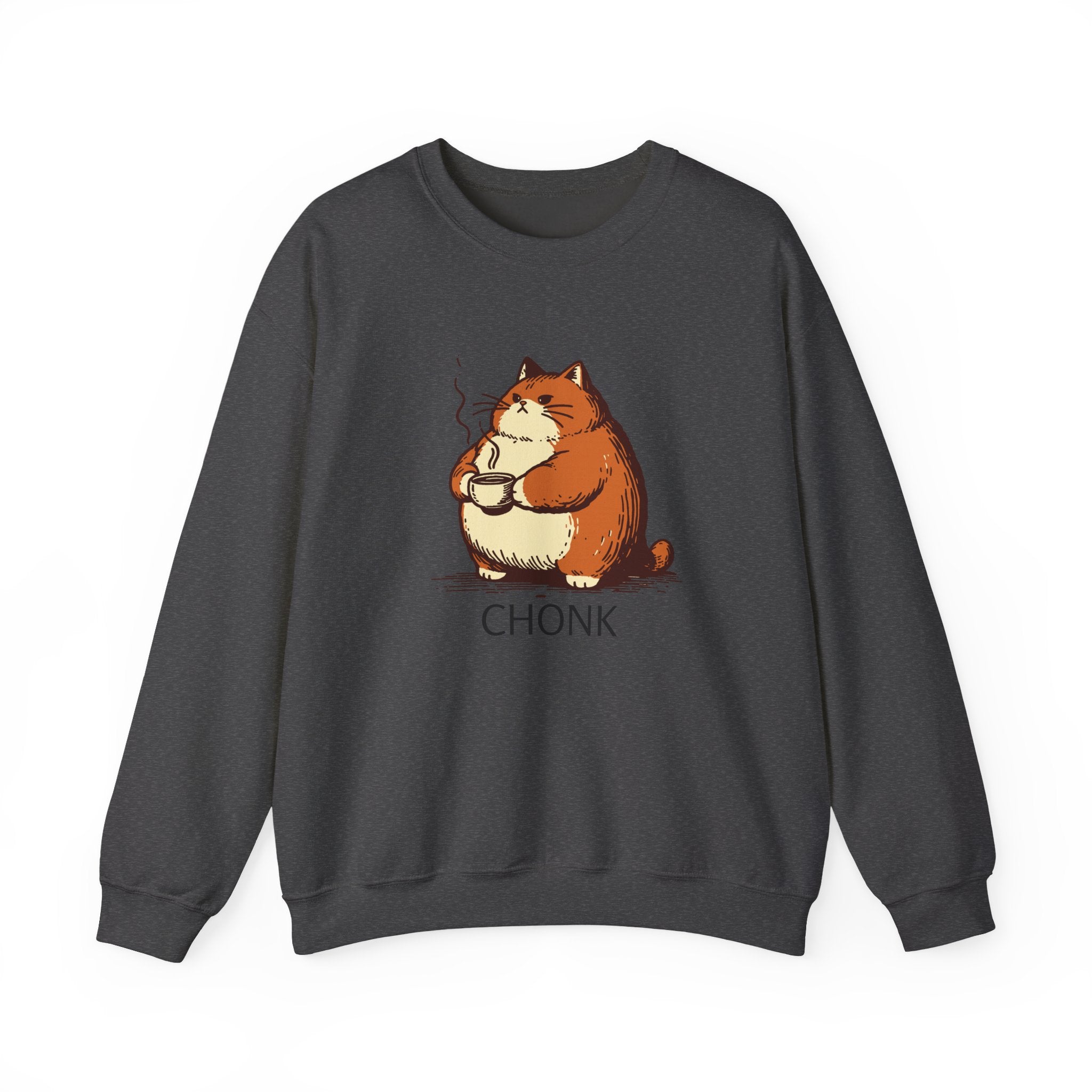 Chonk Cat Coffee Illustration Sweatshirt