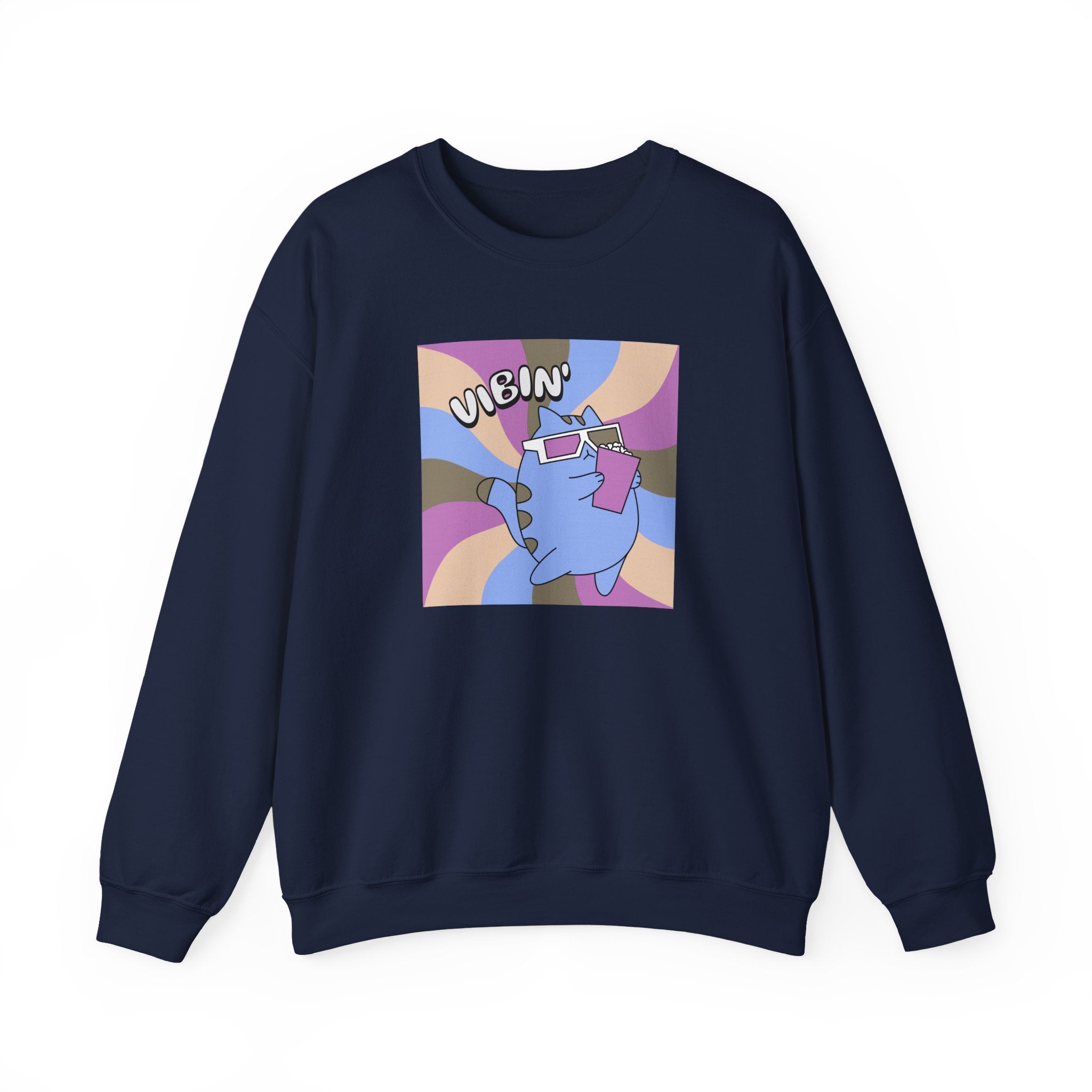 Vibin' Cat Retro Graphic Sweatshirt
