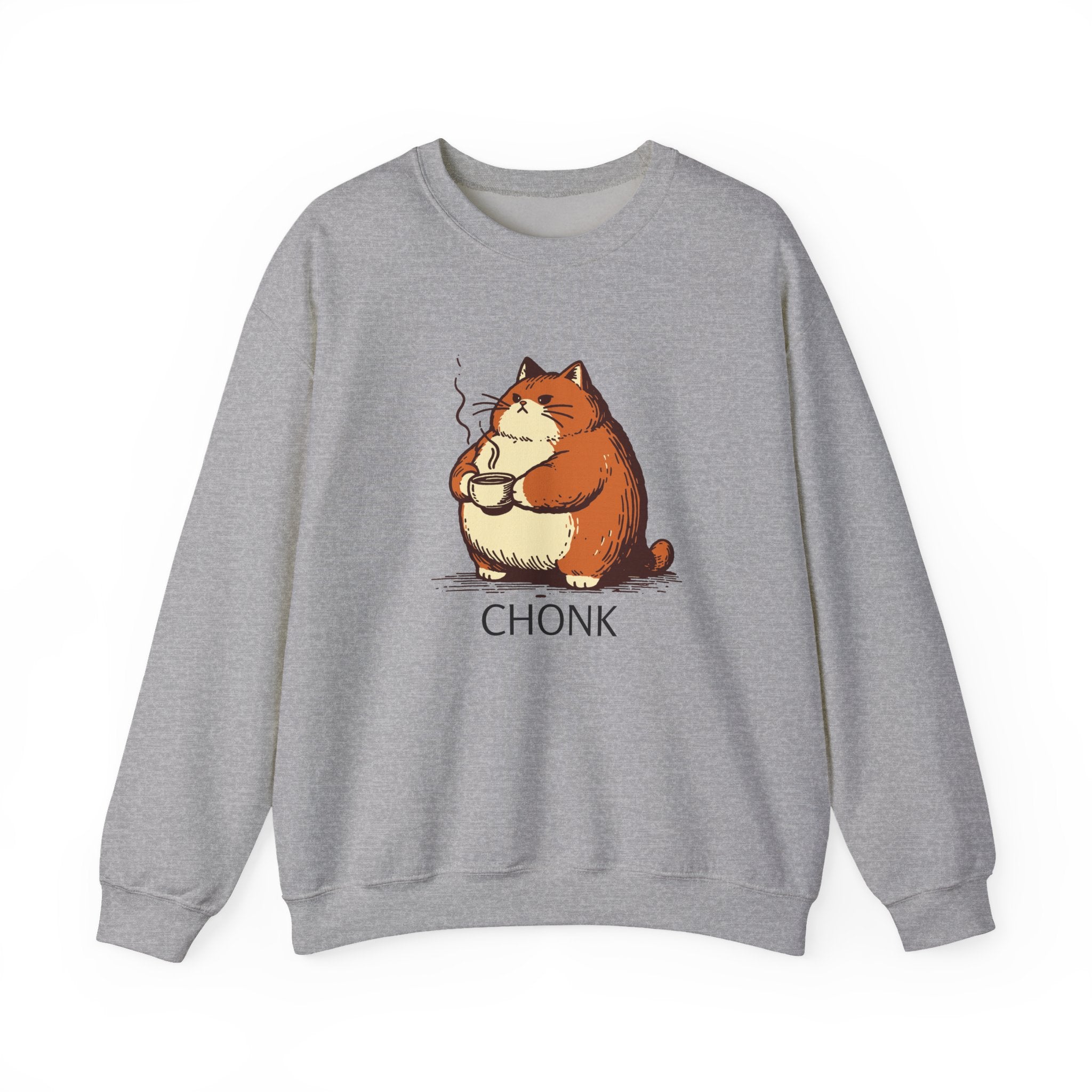 Chonk Cat Coffee Illustration Sweatshirt