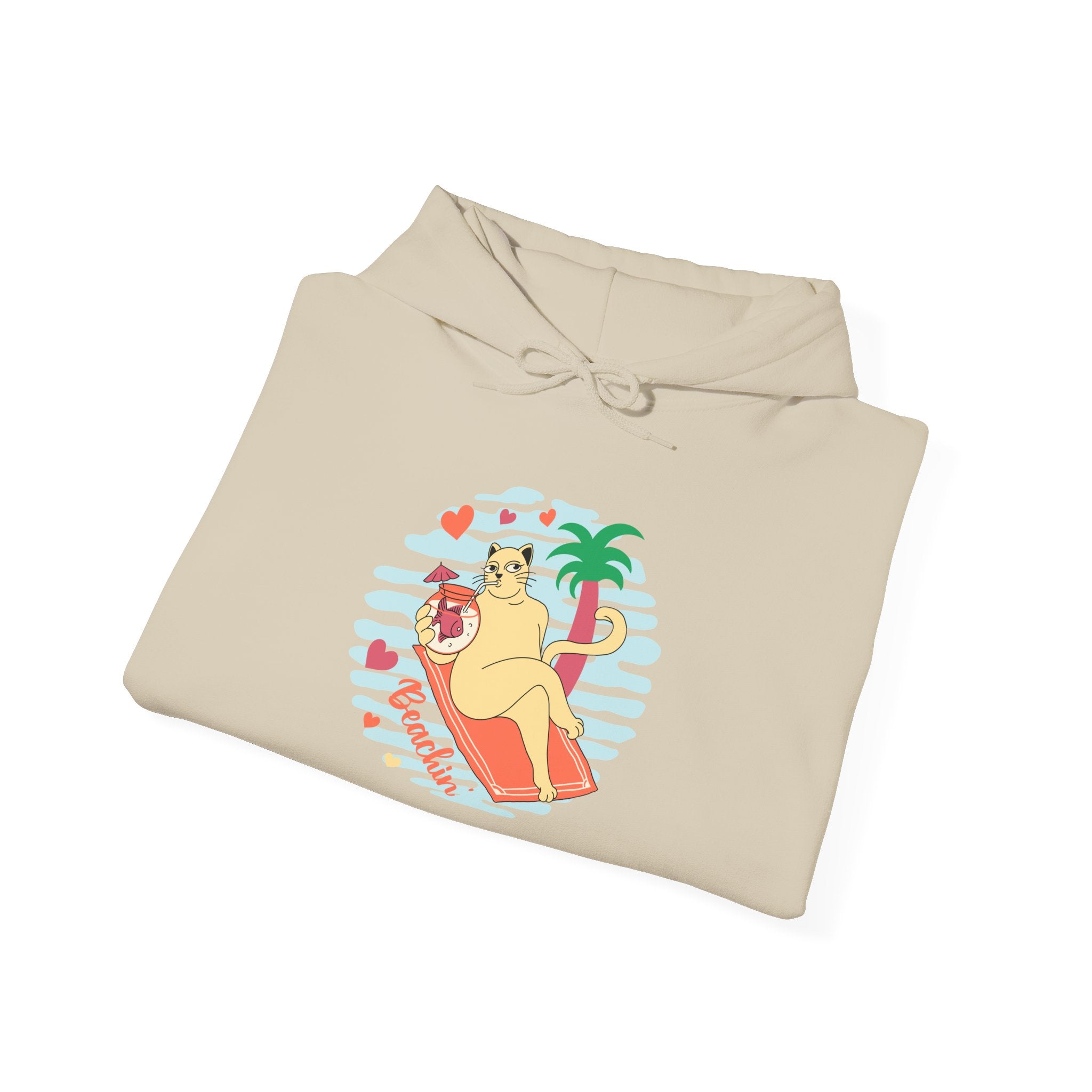 Beachin' Retro Cat Graphic Hoodie