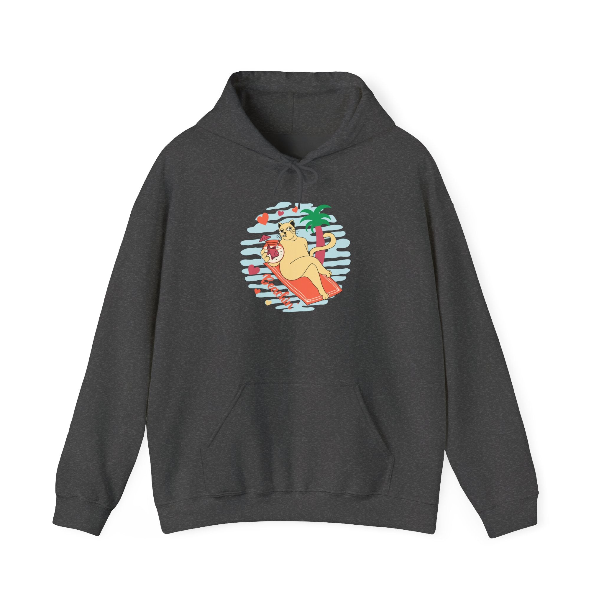 Beachin' Retro Cat Graphic Hoodie
