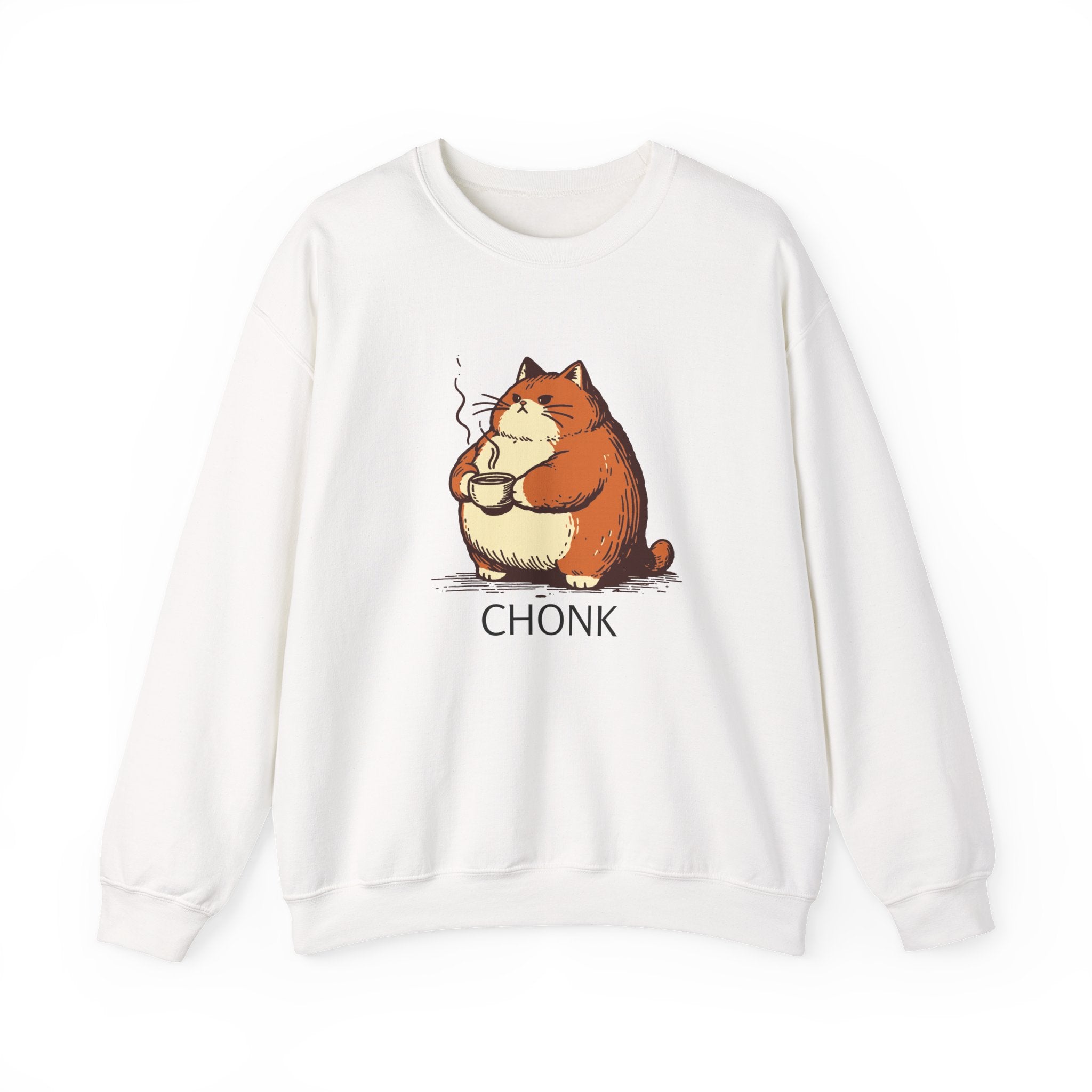 Chonk Cat Coffee Illustration Sweatshirt