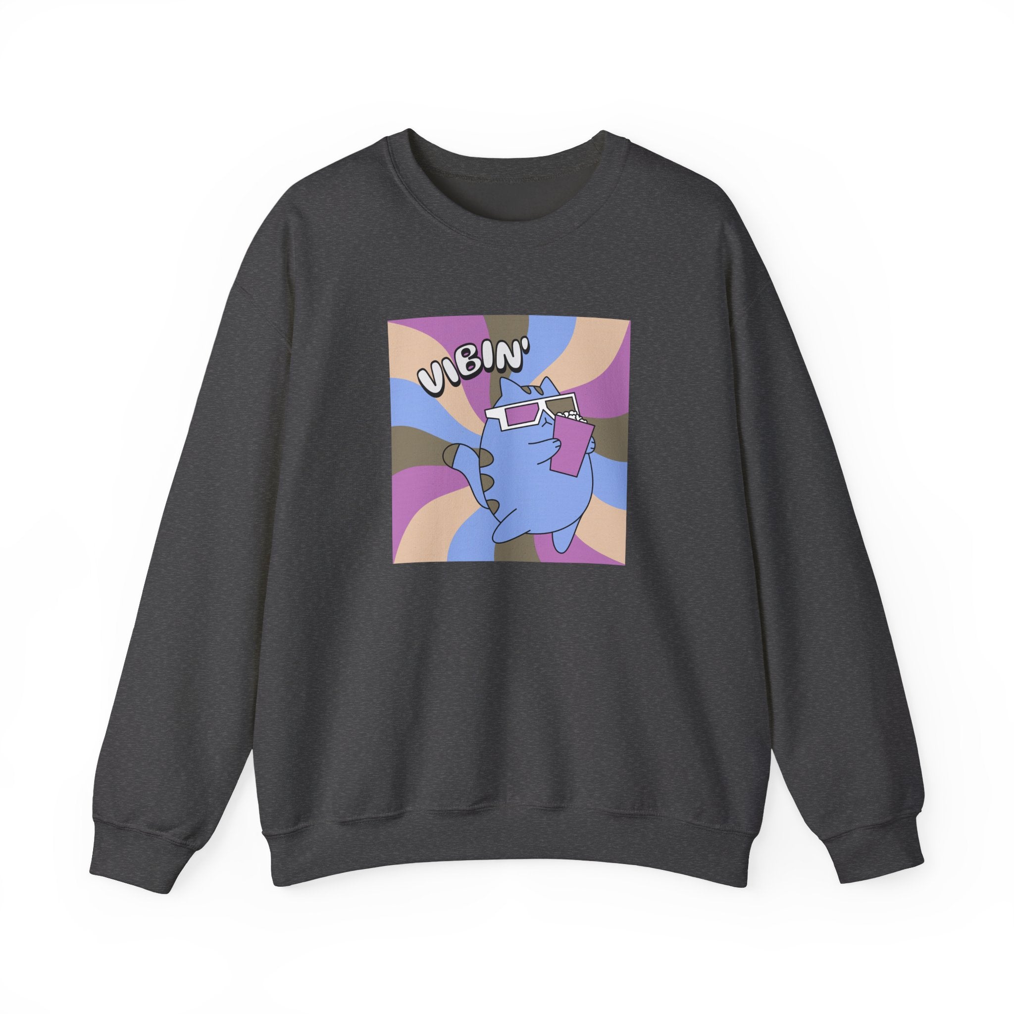 Vibin' Cat Retro Graphic Sweatshirt