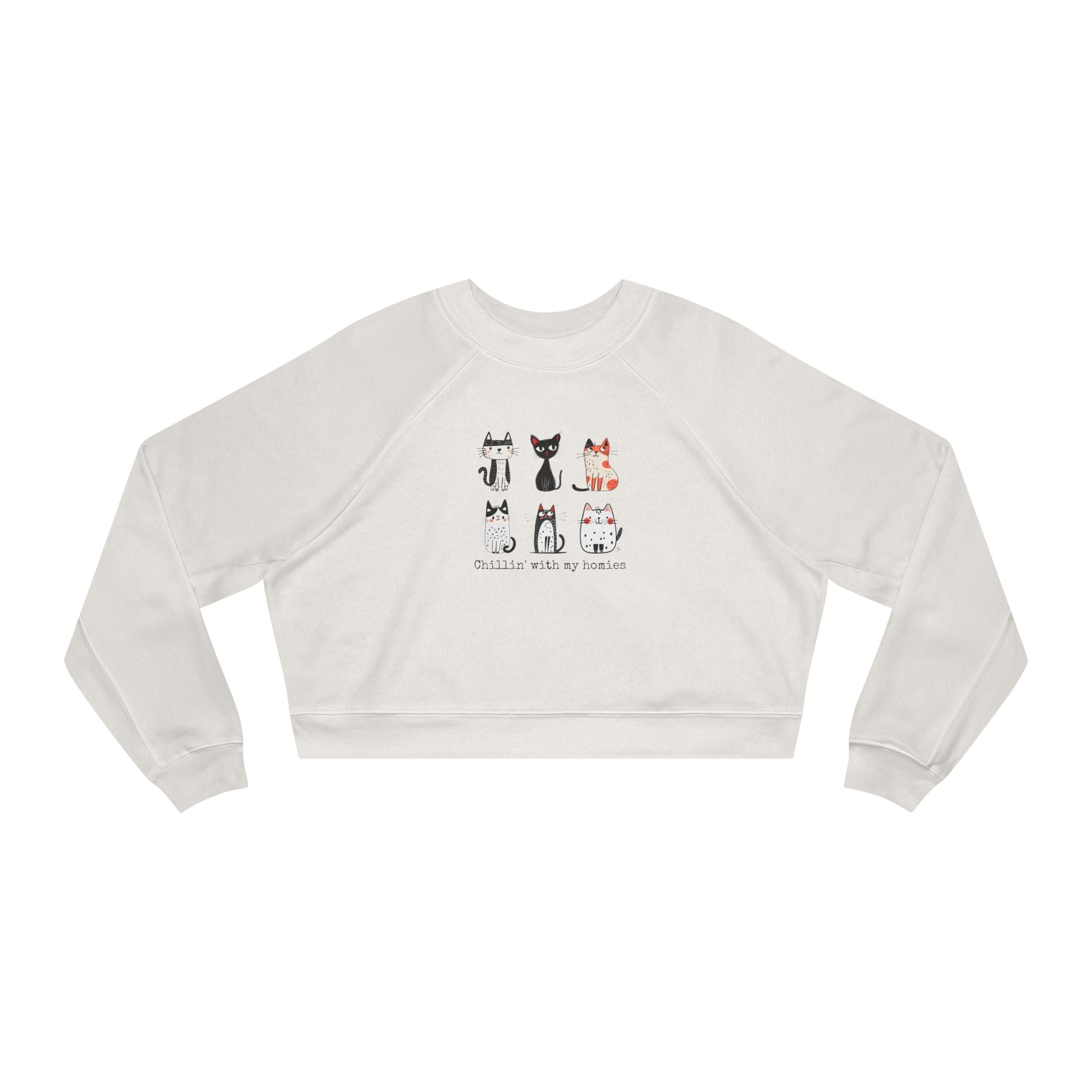 Cute Cat Faces Cropped Sweatshirt