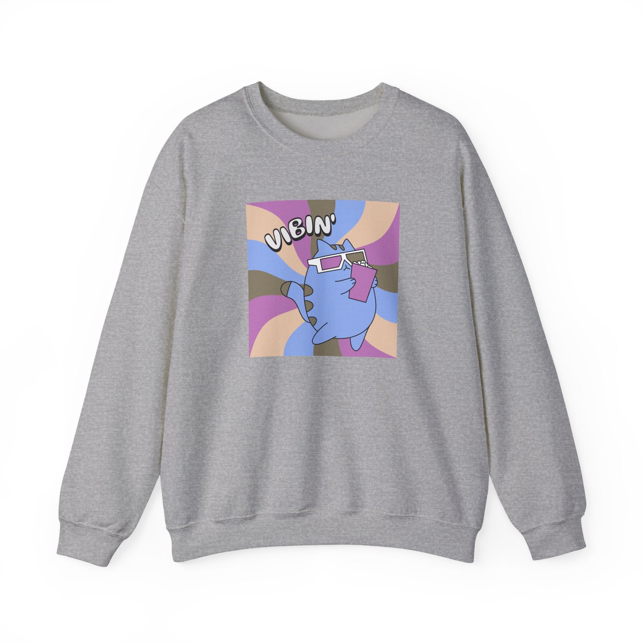 Vibin' Cat Retro Graphic Sweatshirt