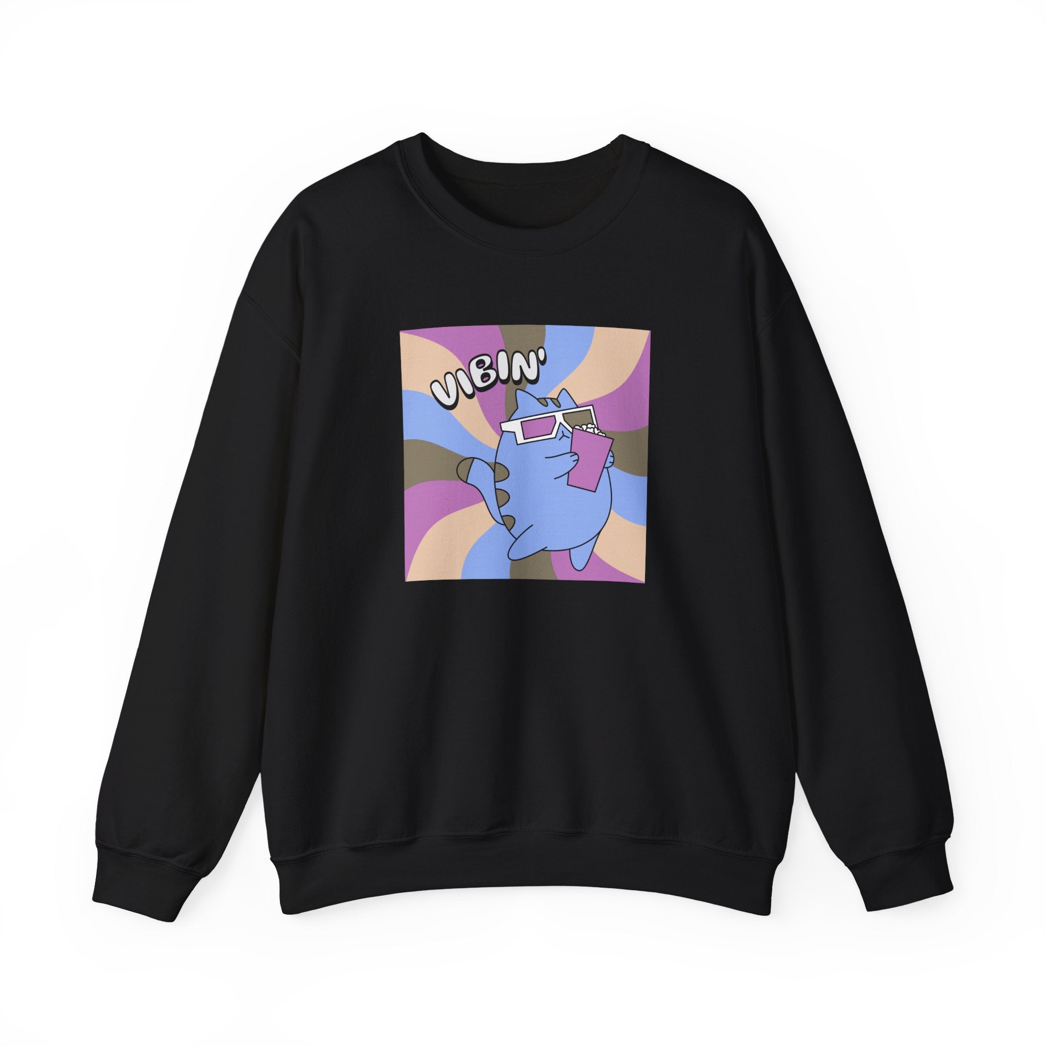 Vibin' Cat Retro Graphic Sweatshirt