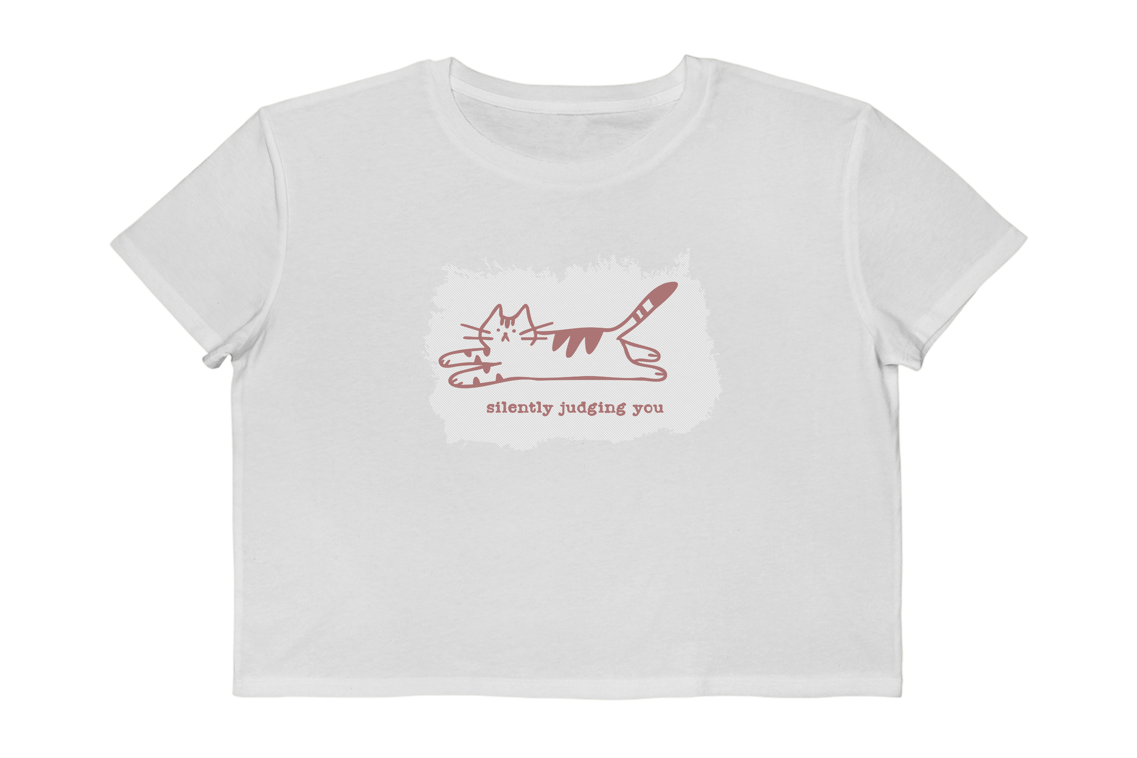 Silently Judging Cat Illustration Cropped Tee
