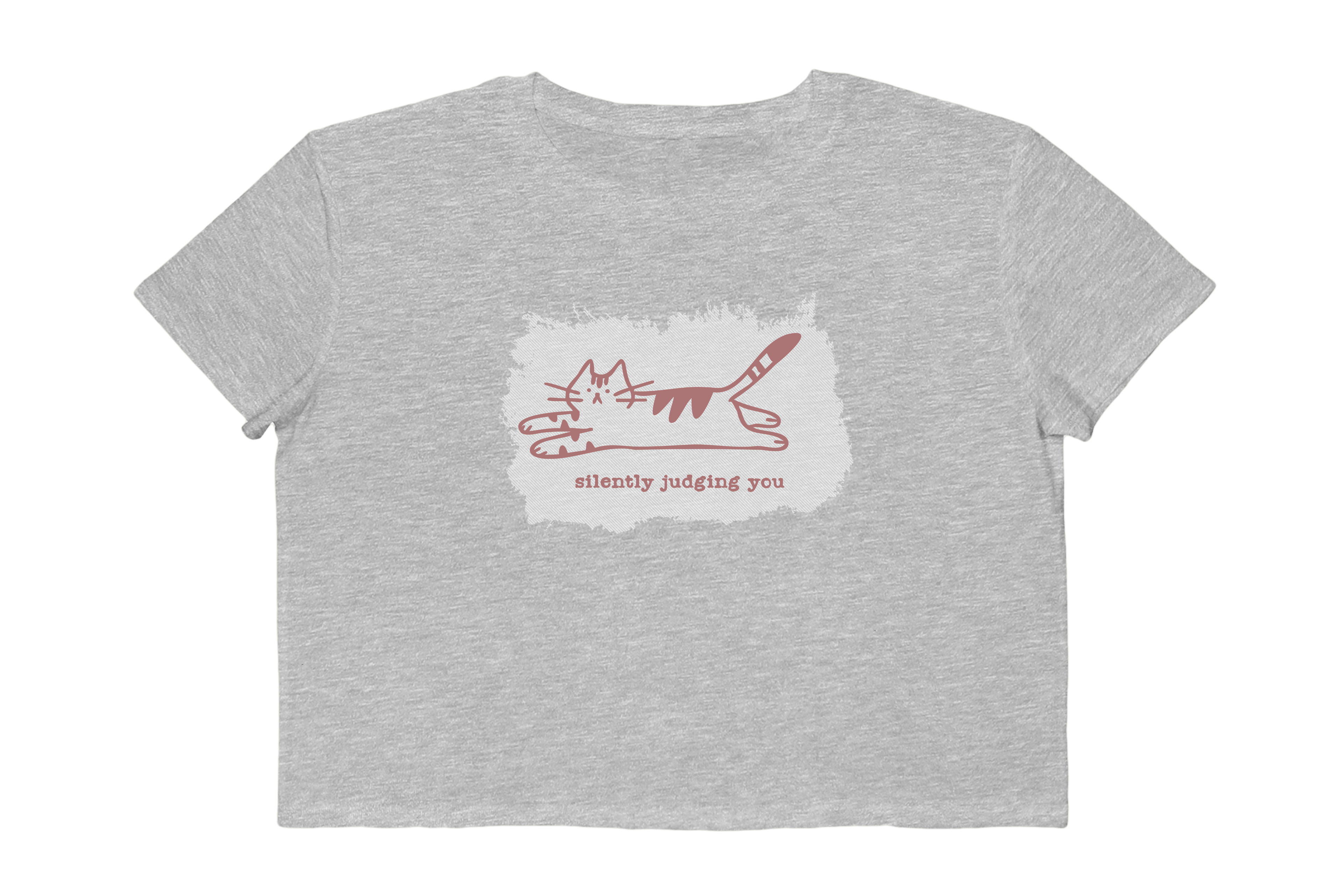 Silently Judging Cat Illustration Cropped Tee