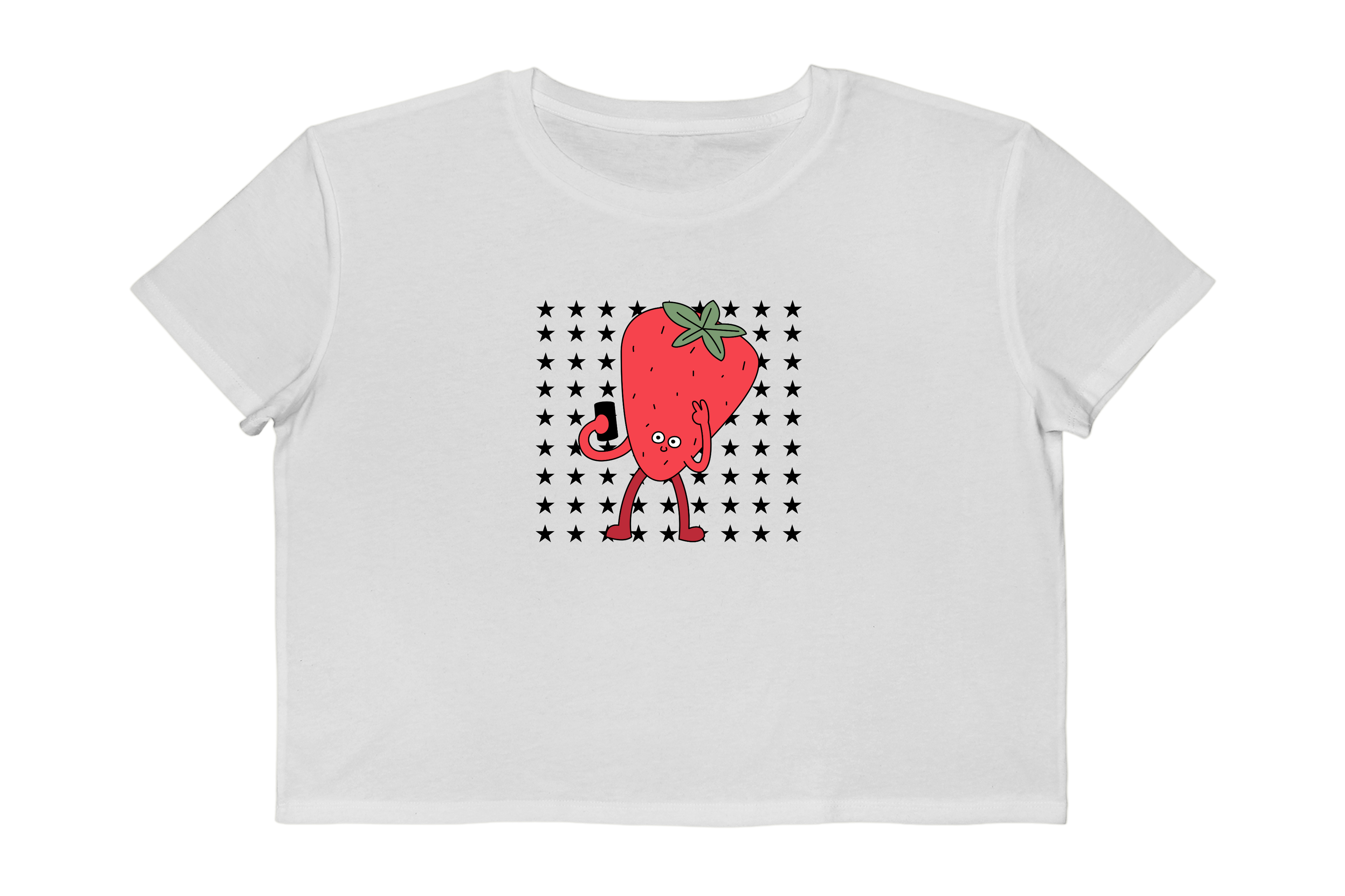 Retro Strawberry Character Cropped Tee