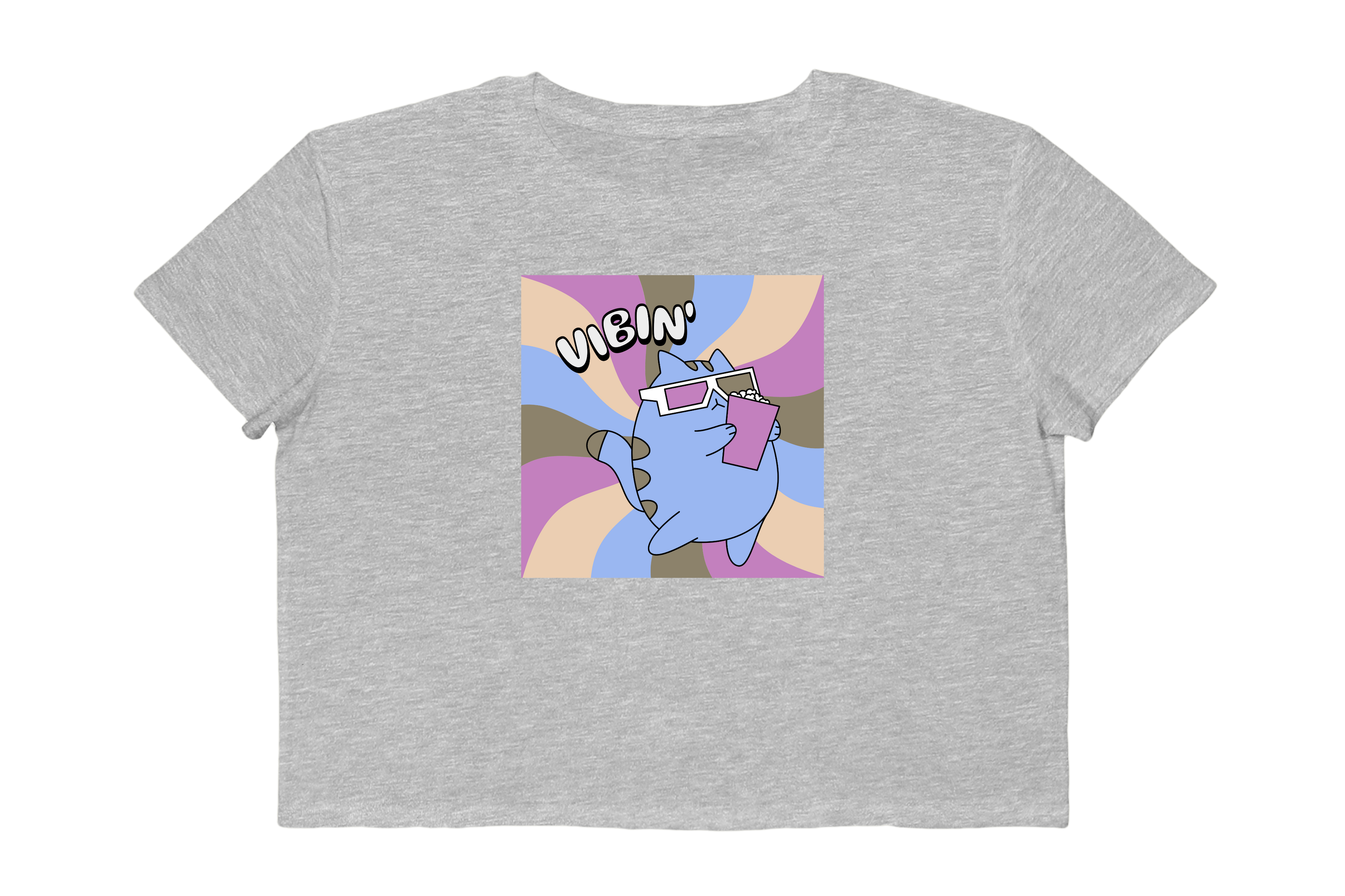 Vibin' Retro Swirl Cat Cropped Tee