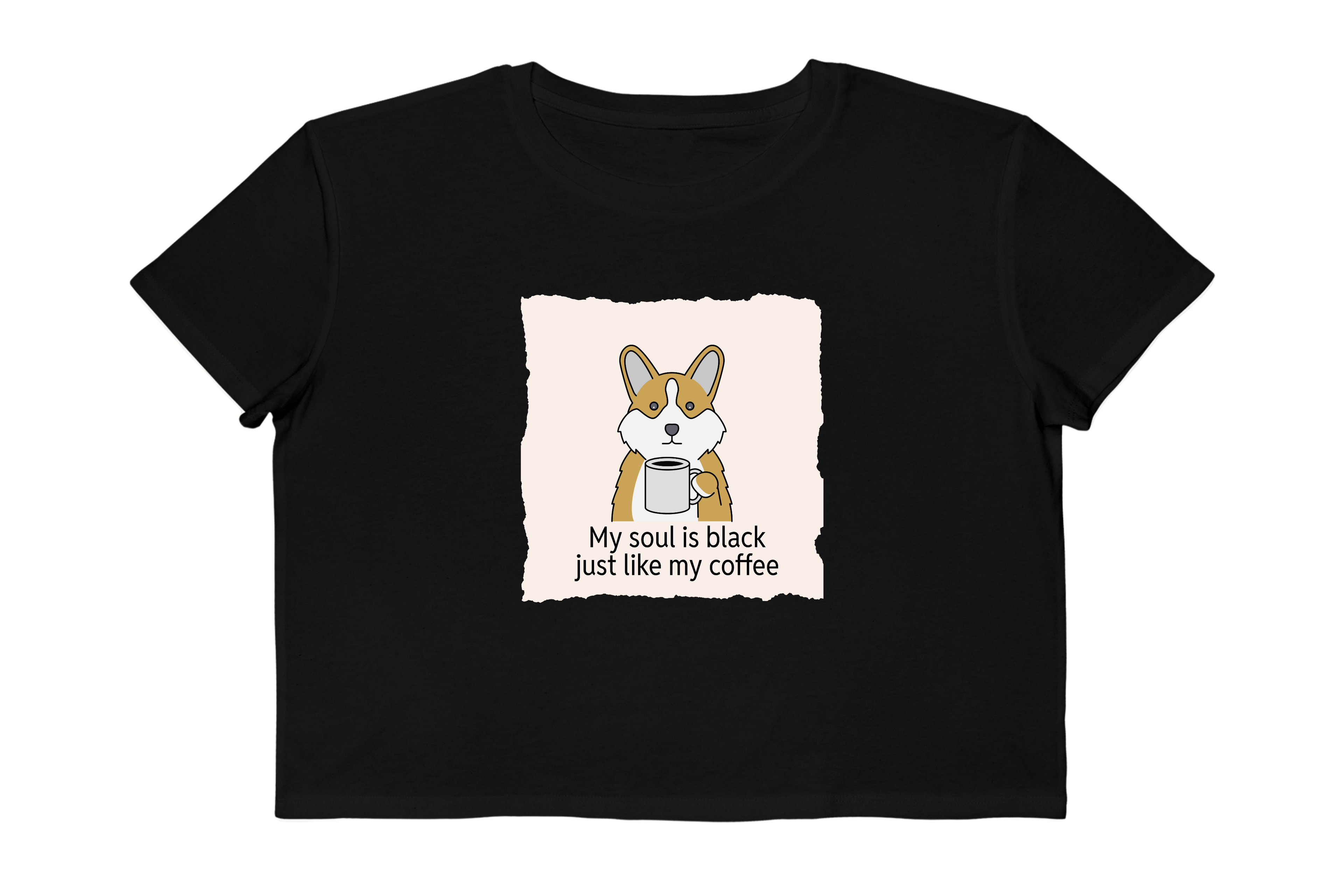 Dog with Coffee Graphic Cropped Tee