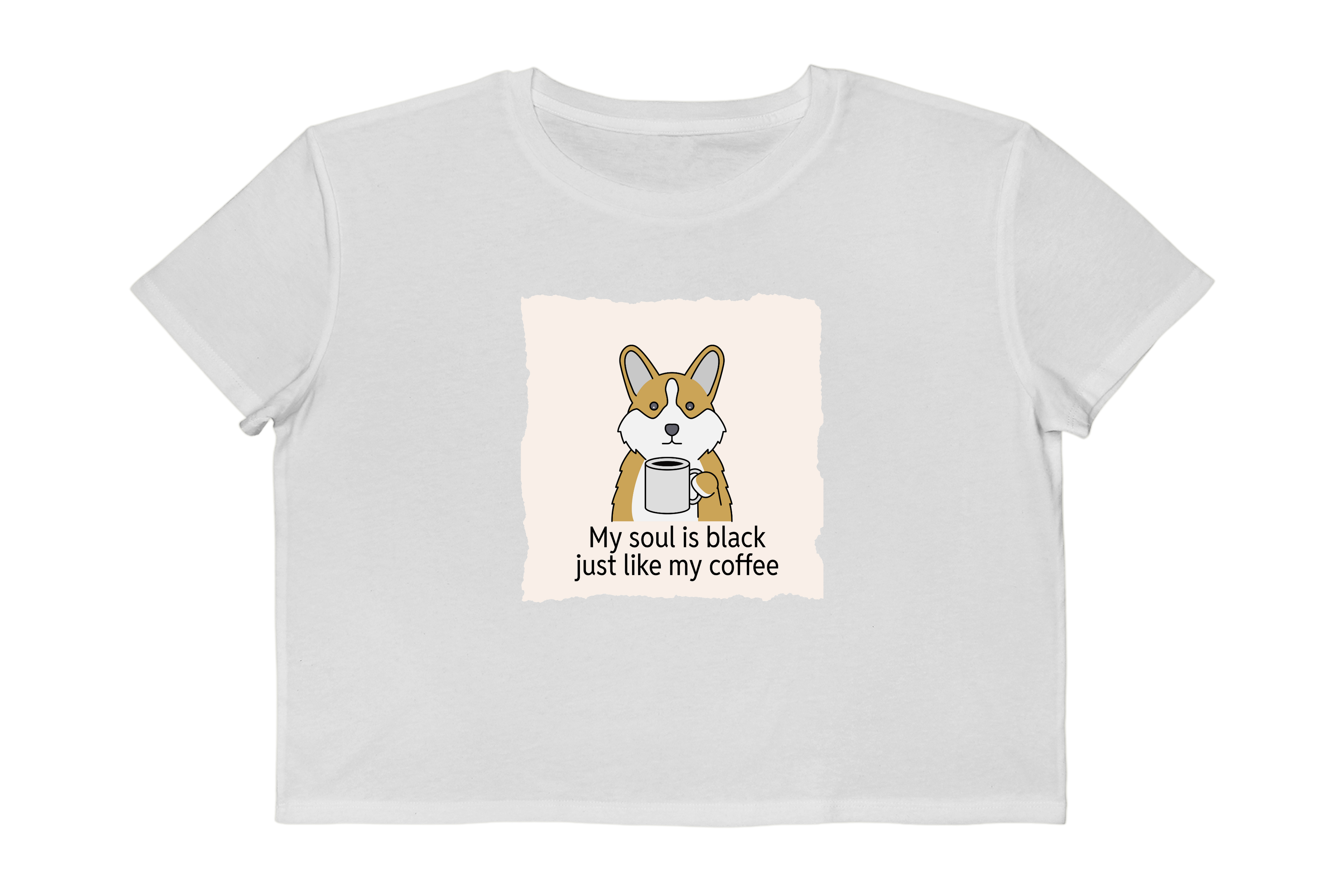 Dog with Coffee Graphic Cropped Tee