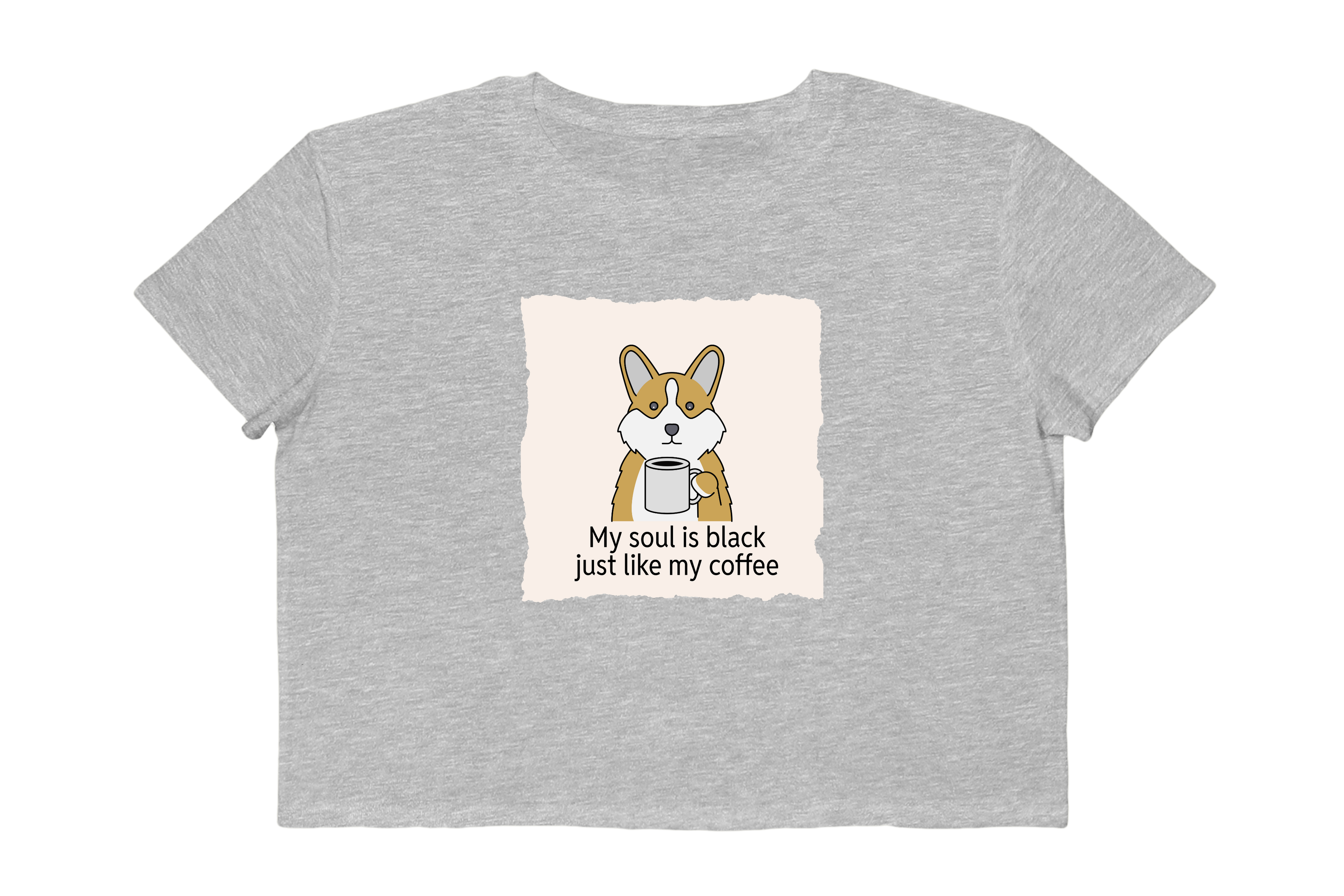 Dog with Coffee Graphic Cropped Tee