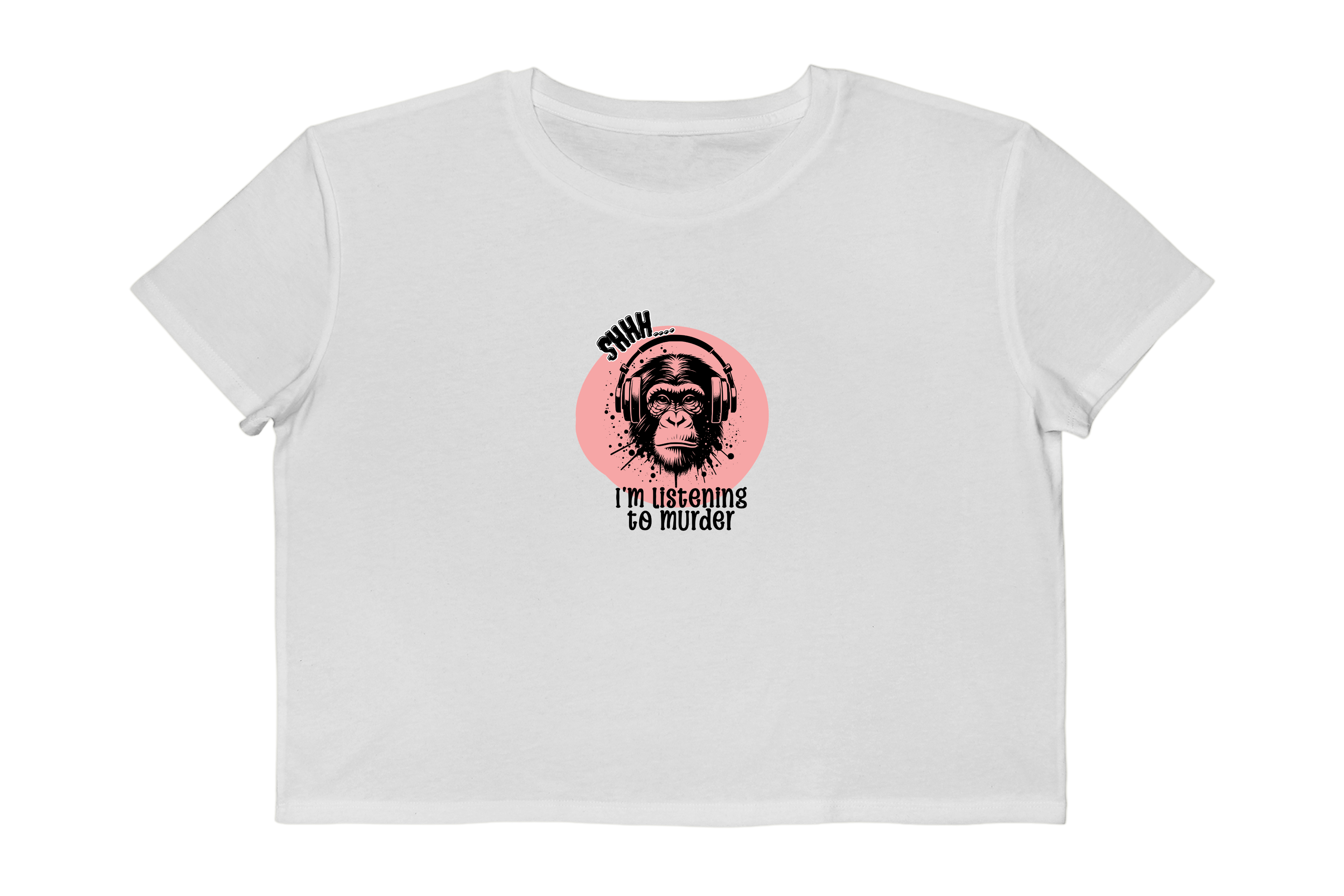 Monkey with Headphones True Crime Cropped Tee