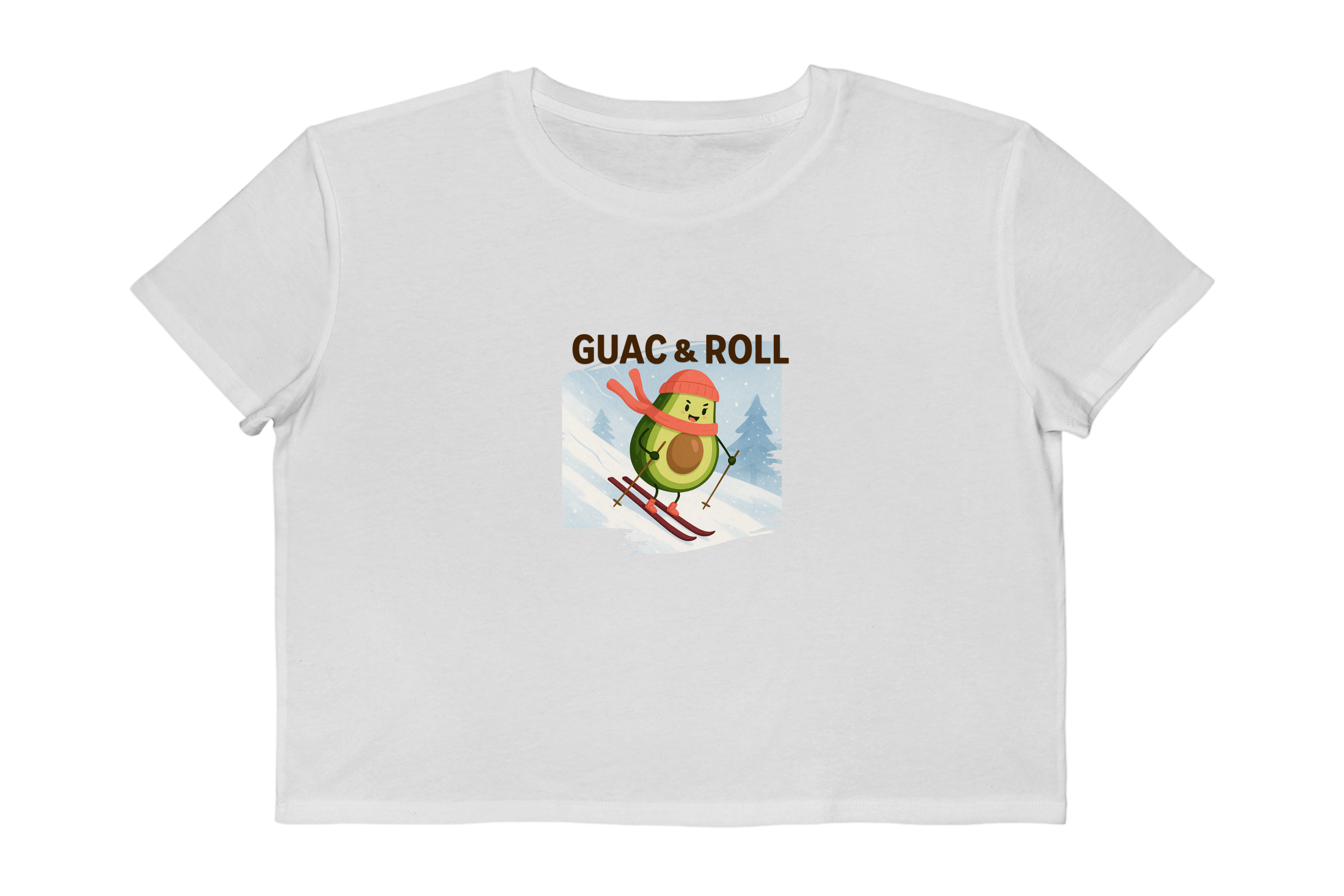 Guac & Roll Avocado Skiing Cropped Tee