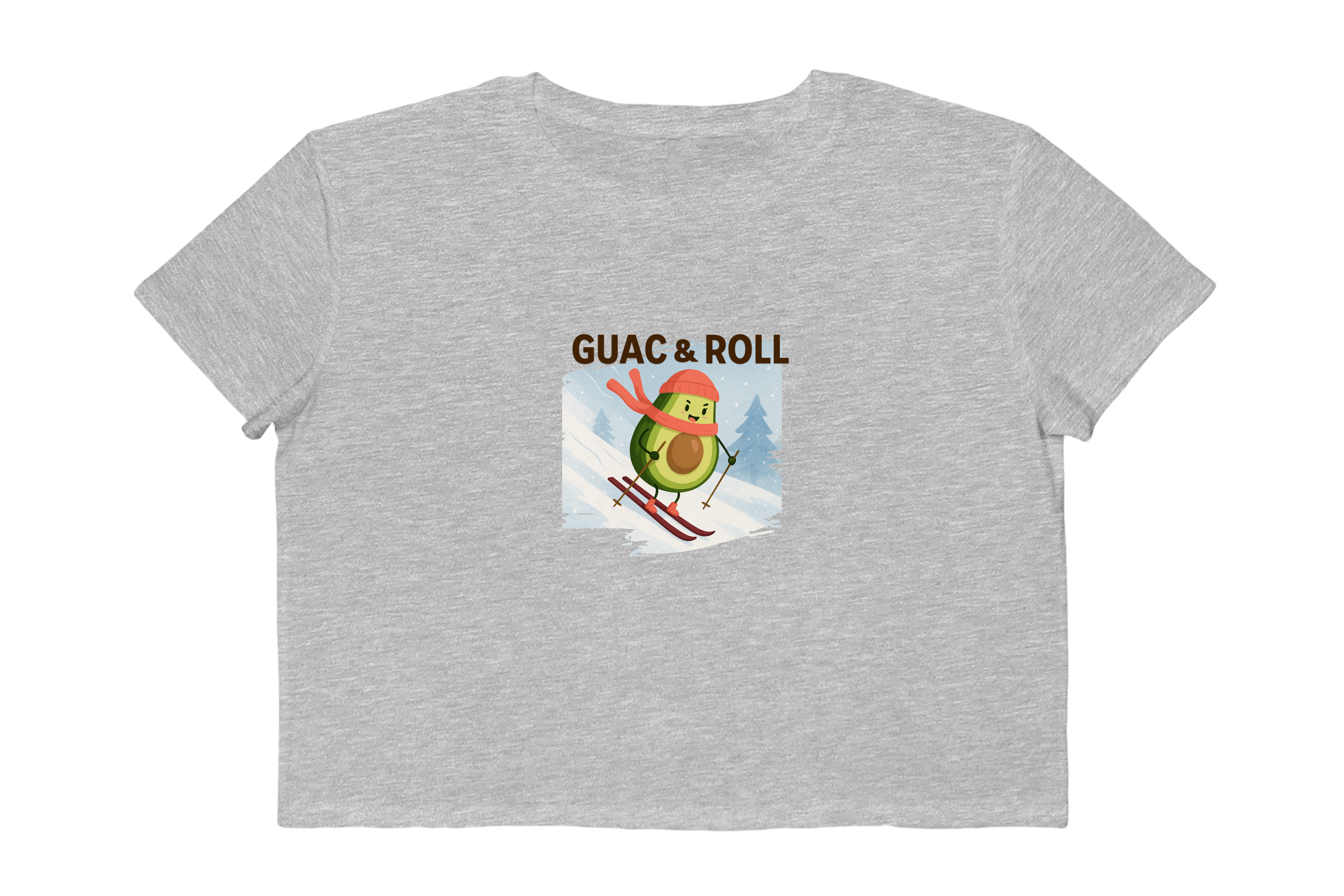 Guac & Roll Avocado Skiing Cropped Tee