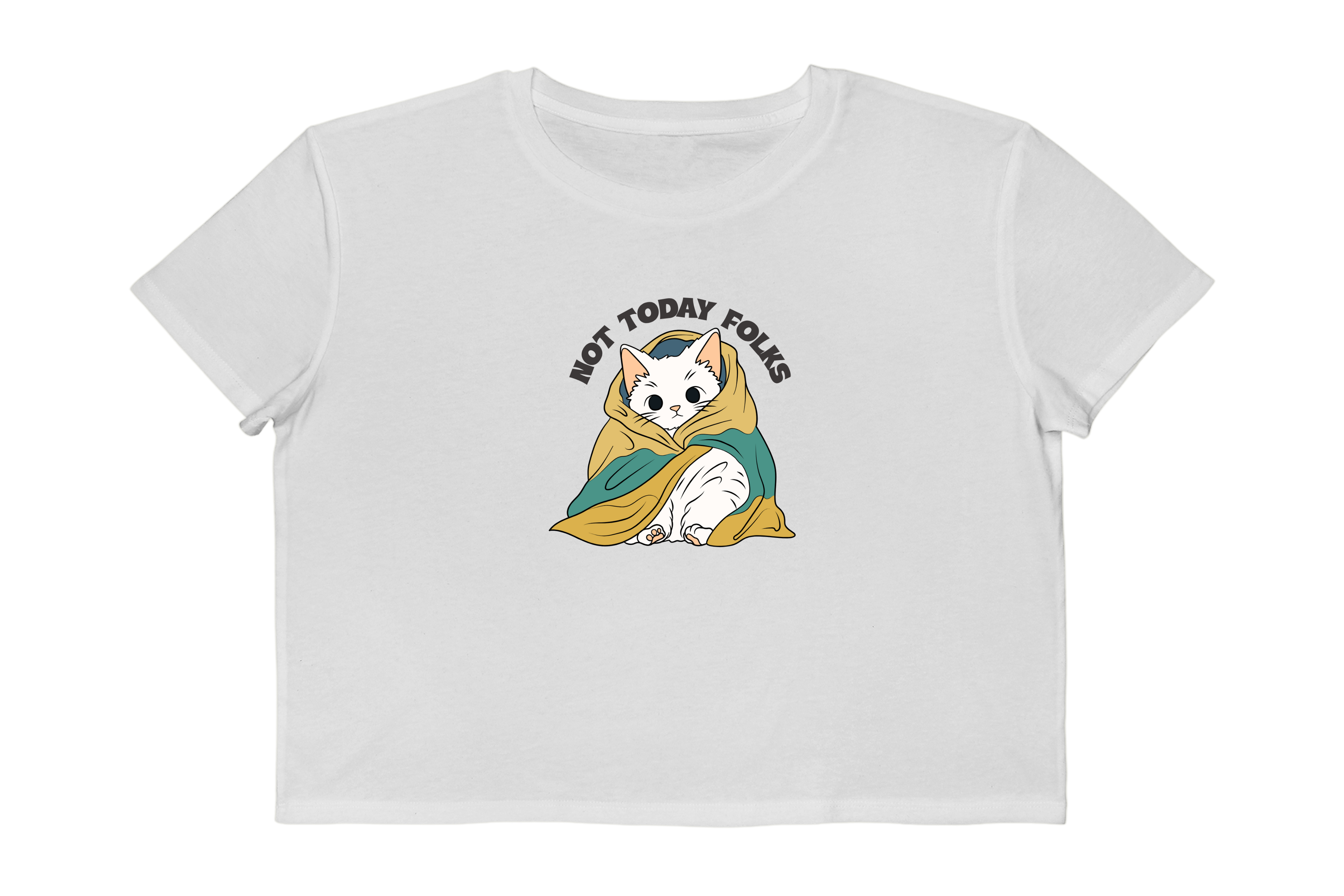 Not Today Folks Cat Illustration Cropped Tee