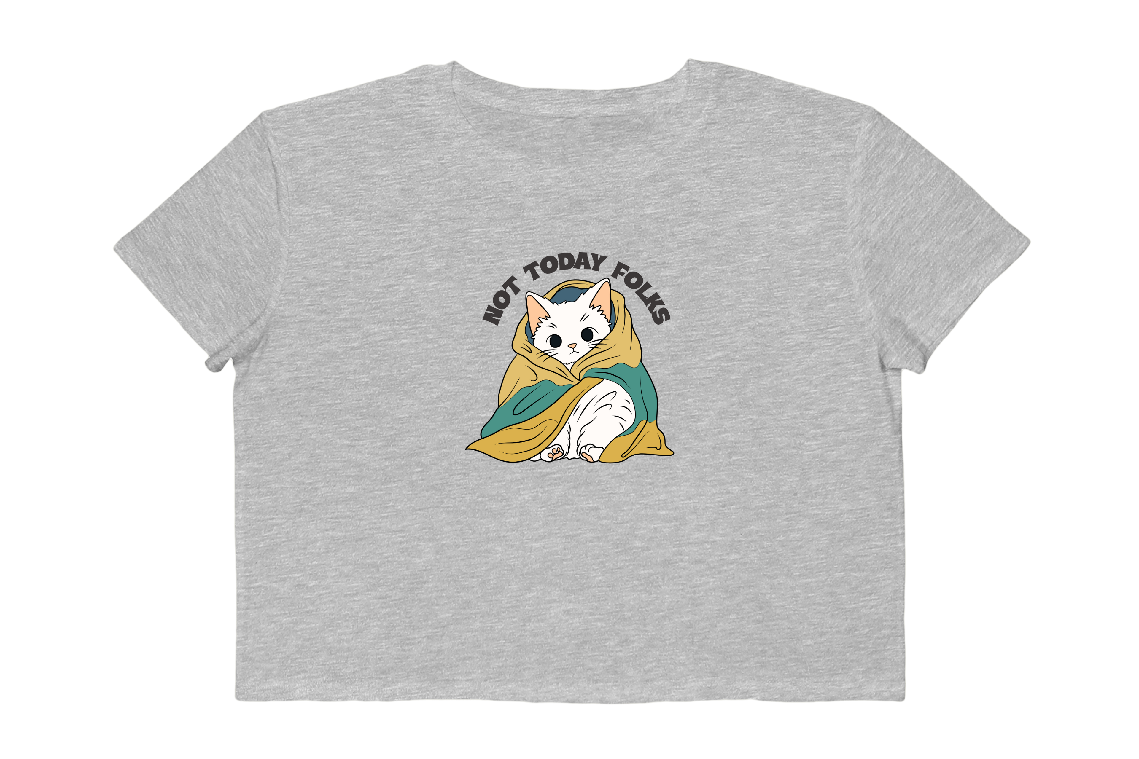 Not Today Folks Cat Illustration Cropped Tee