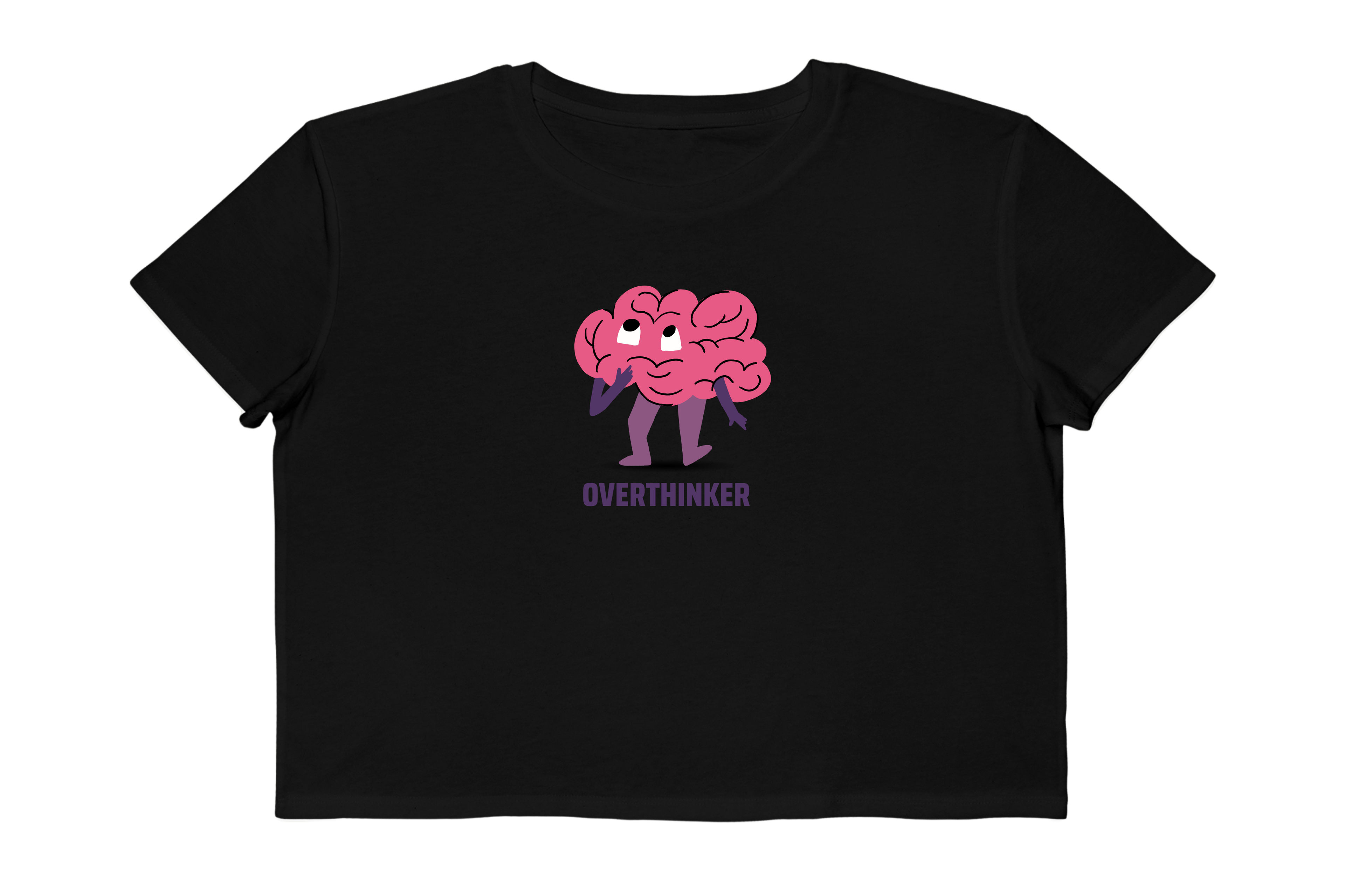 Overthinker Retro Brain Graphic Cropped Tee