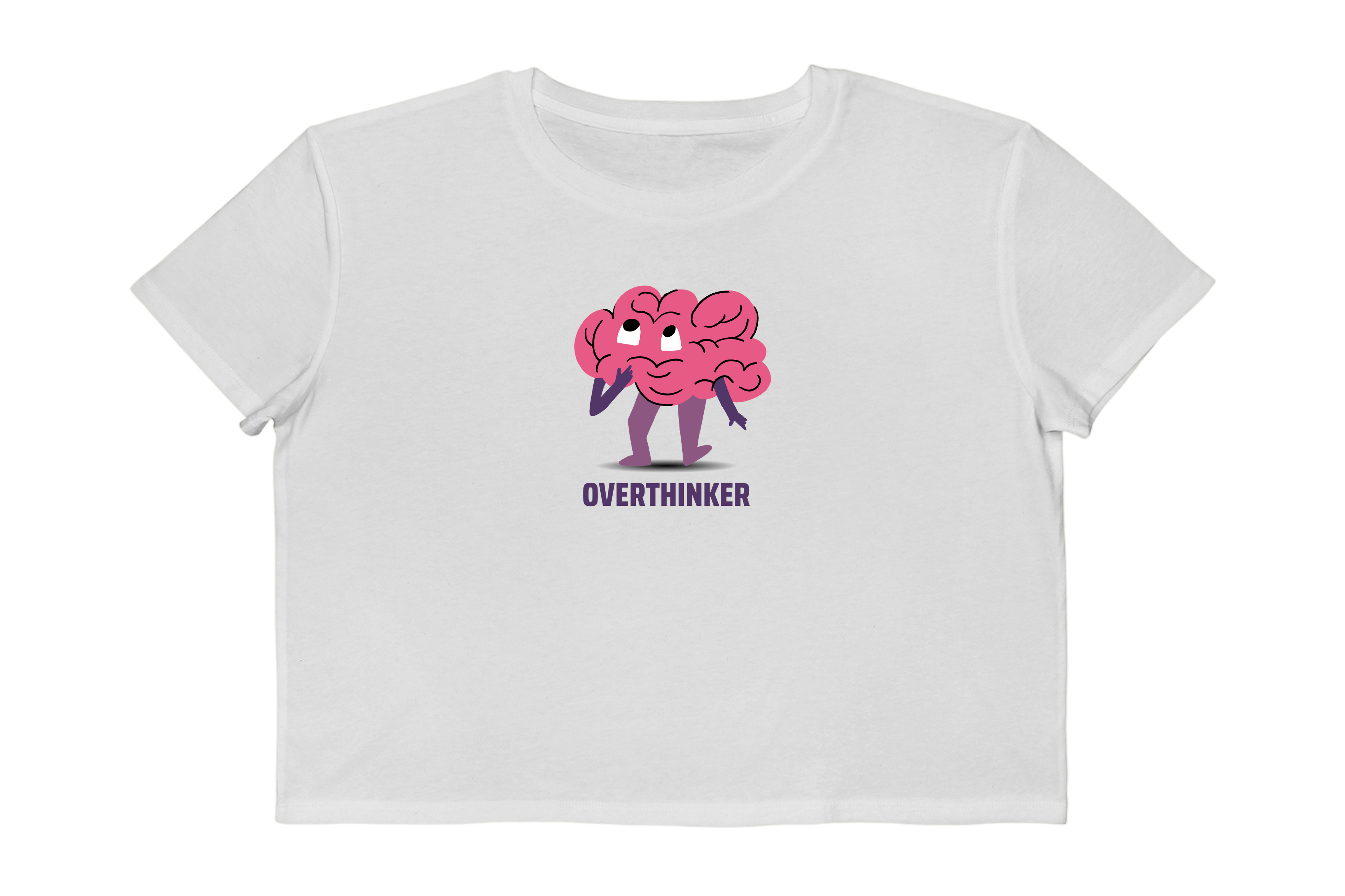 Overthinker Retro Brain Graphic Cropped Tee