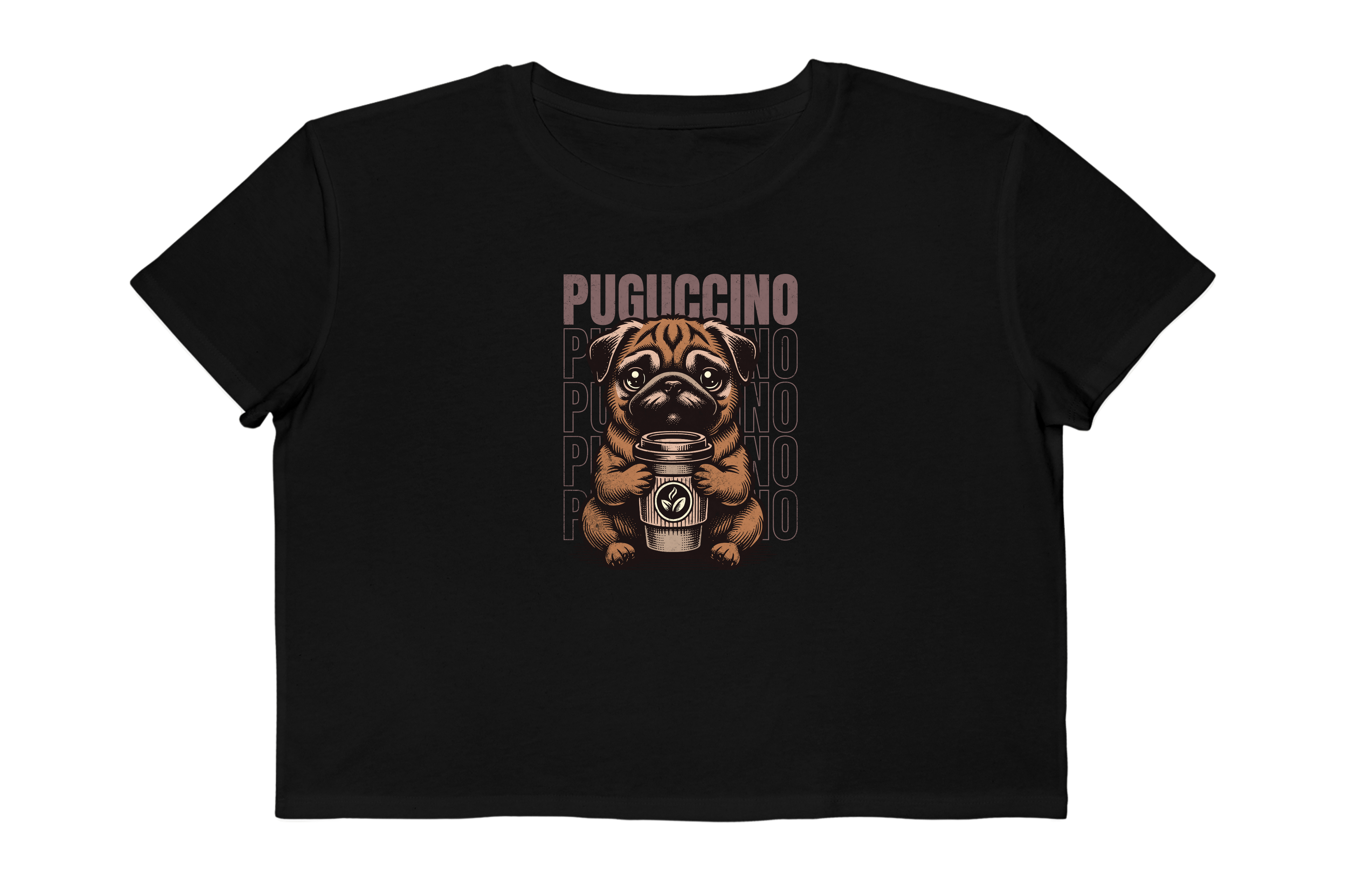 Pug with Coffee Cropped Tee