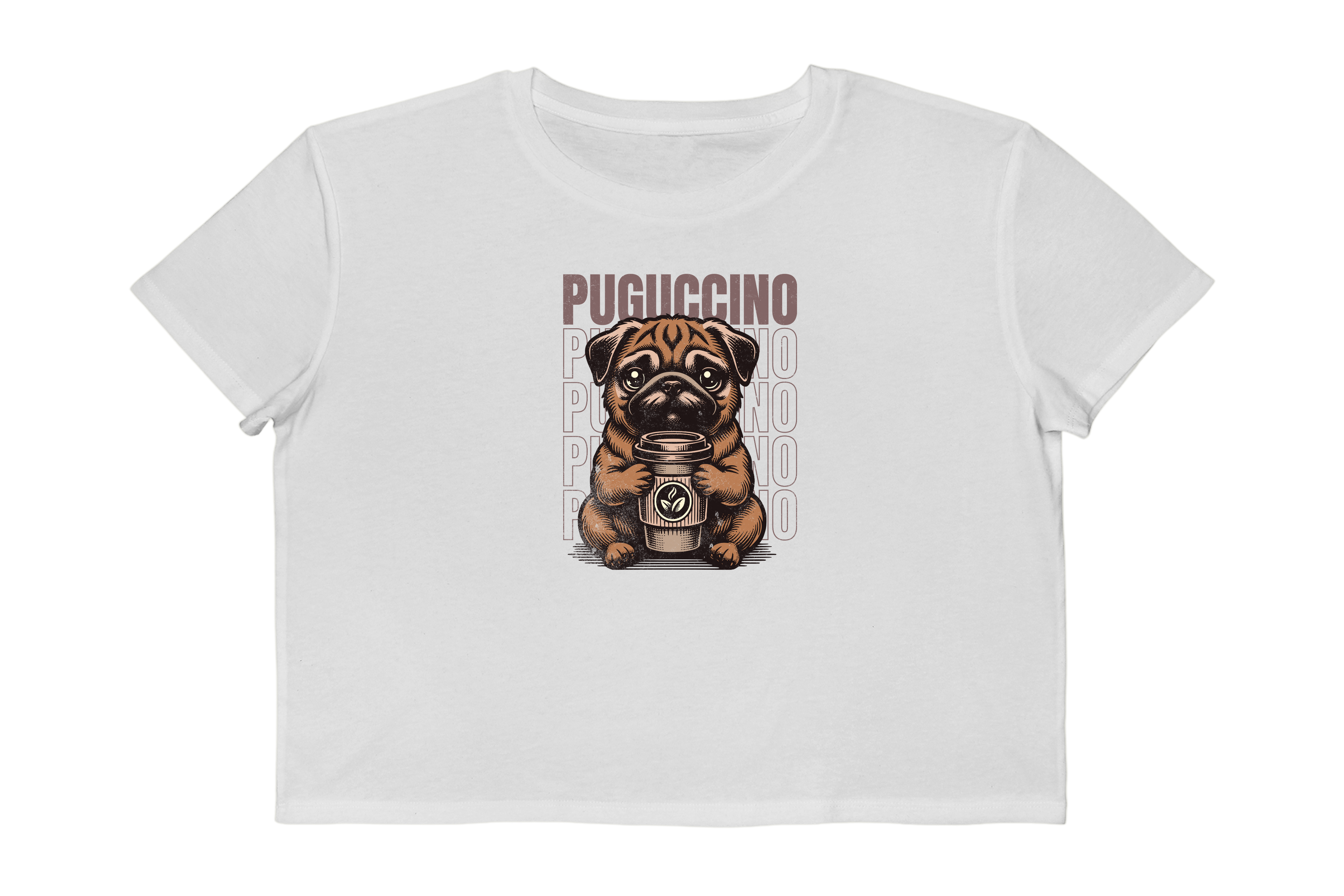 Pug with Coffee Cropped Tee