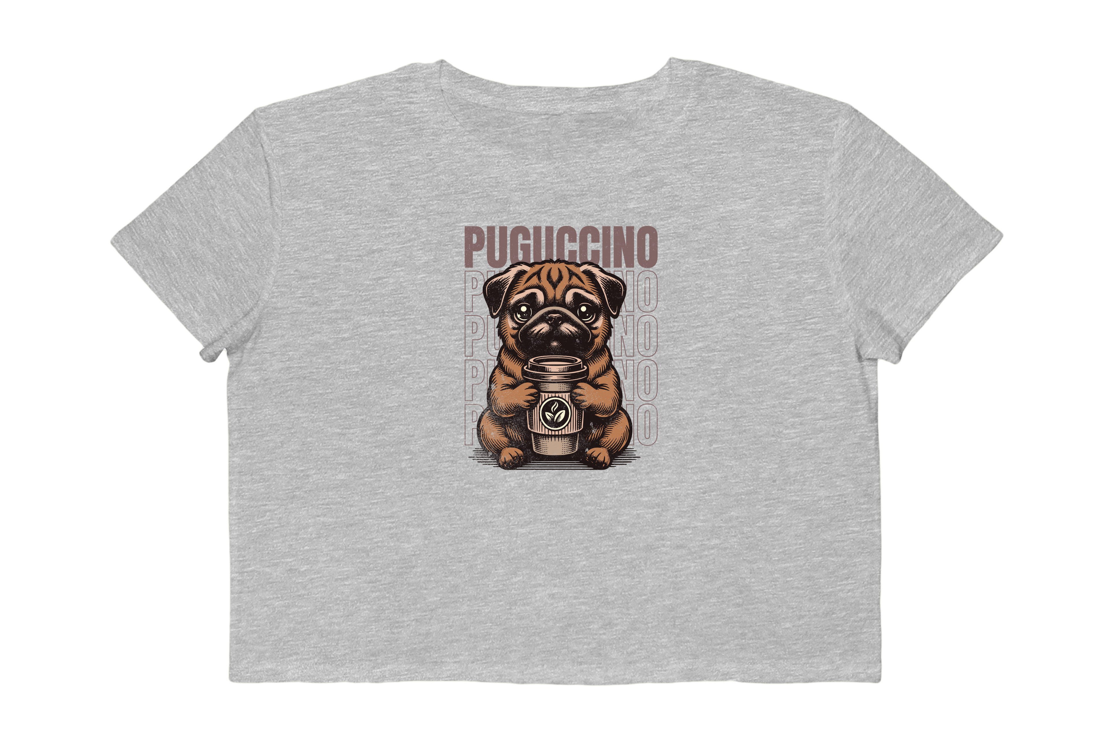 Pug with Coffee Cropped Tee