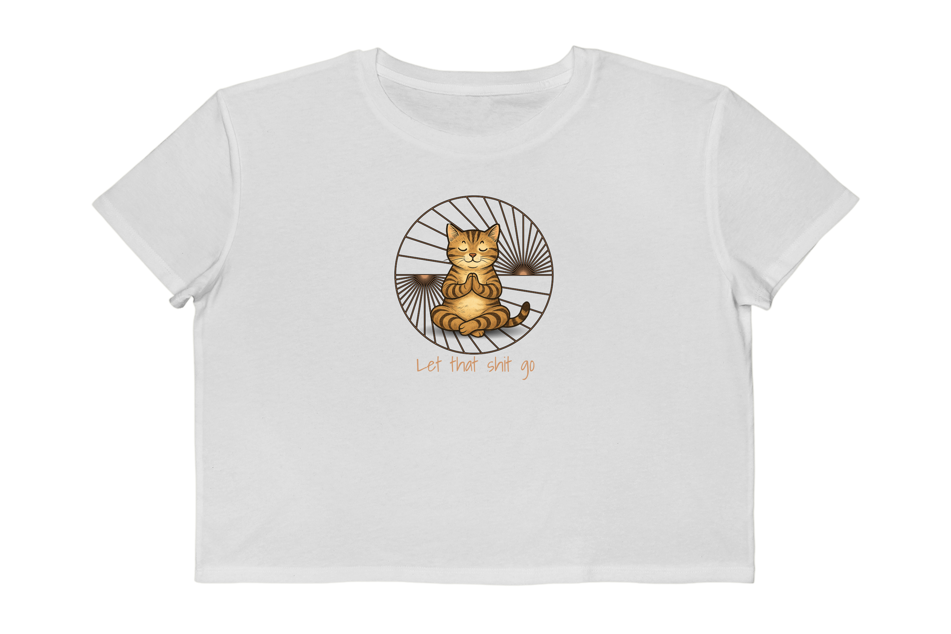 Let That Shit Go Meditating Cat Cropped Tee