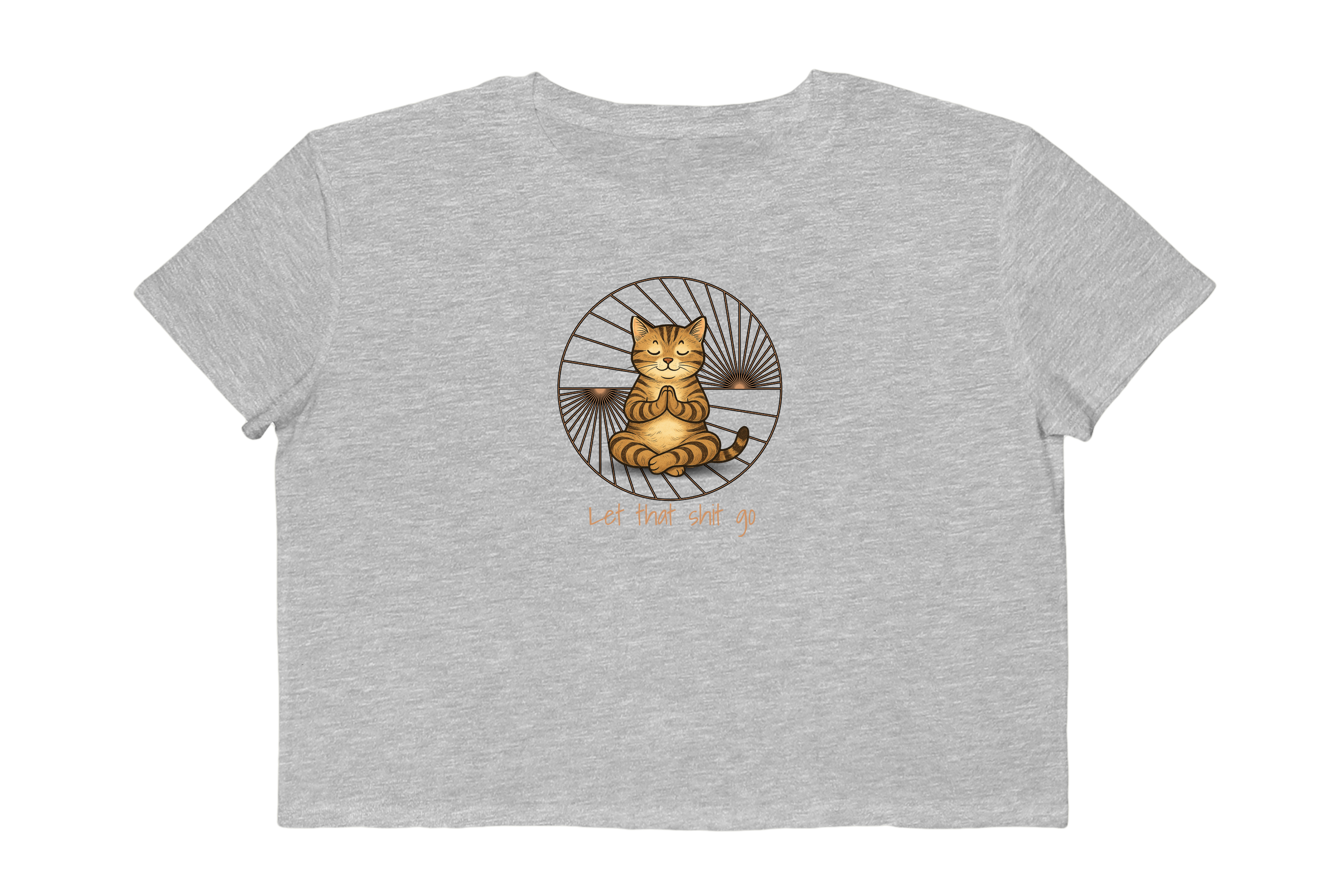 Let That Shit Go Meditating Cat Cropped Tee