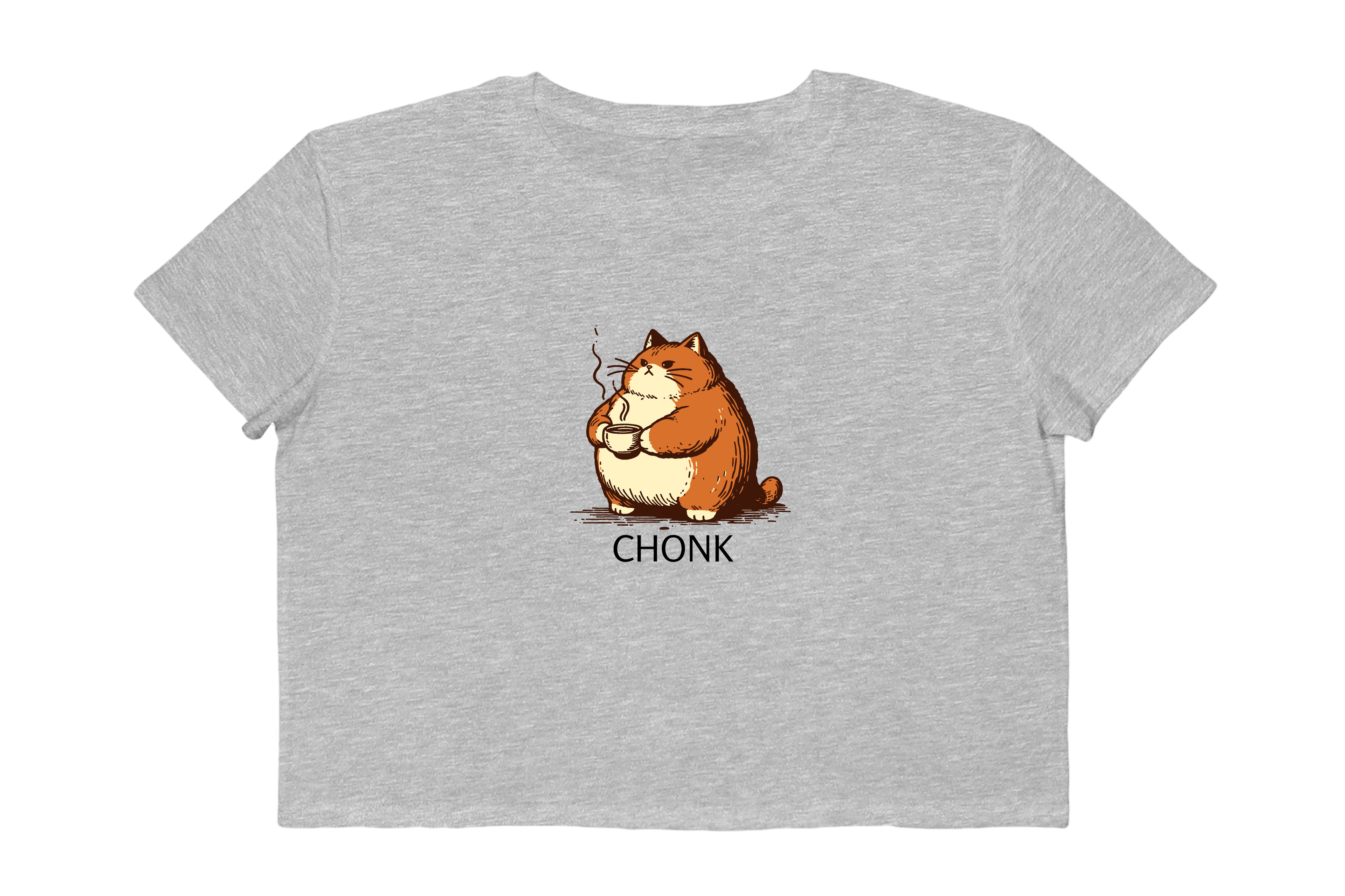 Chonk Cat Illustration Cropped Tee