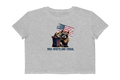 Red, White and Feral Cropped Tee — Patriotic Raccoon Graphic Women's Top