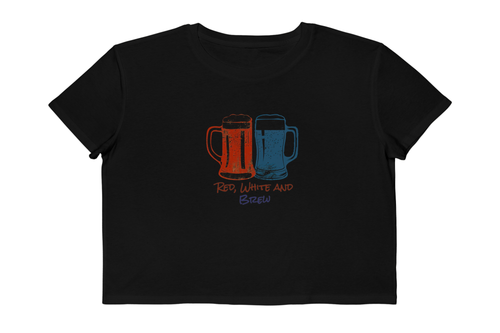 4th of July Cropped Tee — 'Red, White and Brew' Beer Mug Graphic