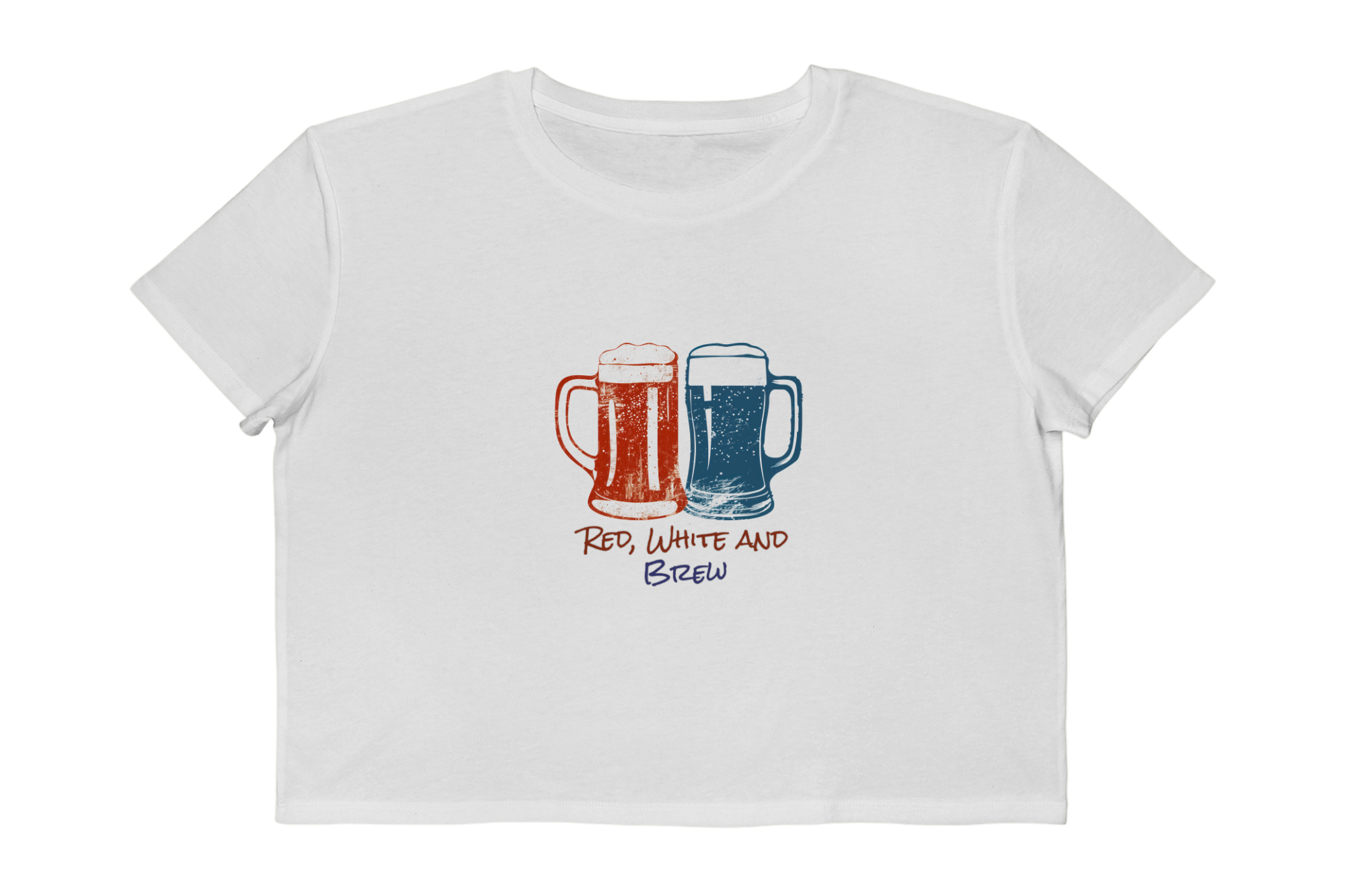 4th of July Cropped Tee — 'Red, White and Brew' Beer Mug Graphic