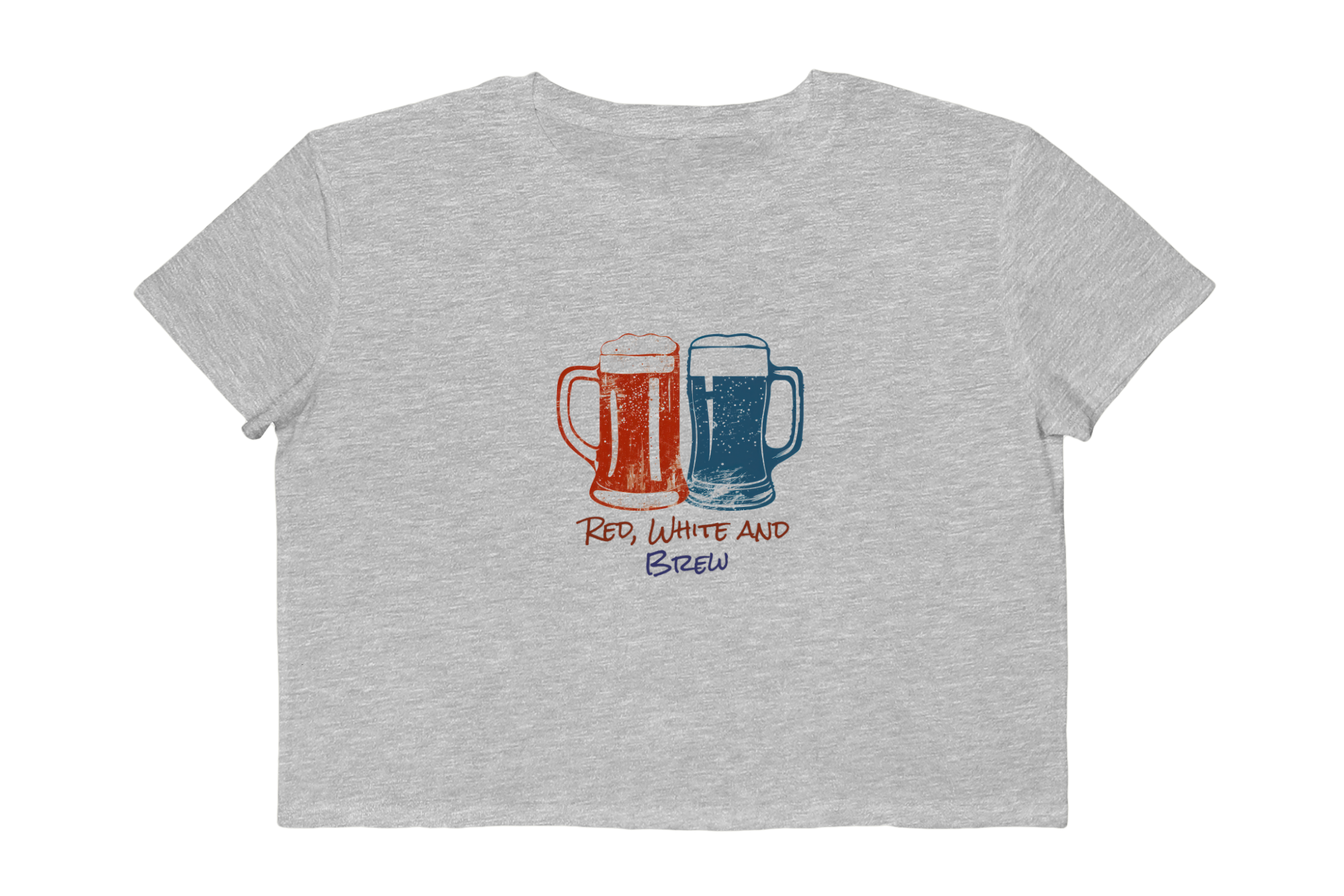 4th of July Cropped Tee — 'Red, White and Brew' Beer Mug Graphic