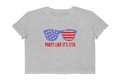 Patriotic Sunglasses Cropped Tee — "Party Like It's 1776" Women's Boxy Shirt