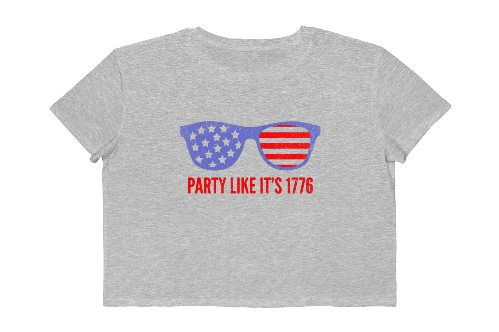 Patriotic Sunglasses Cropped Tee — "Party Like It's 1776" Women's Boxy Shirt