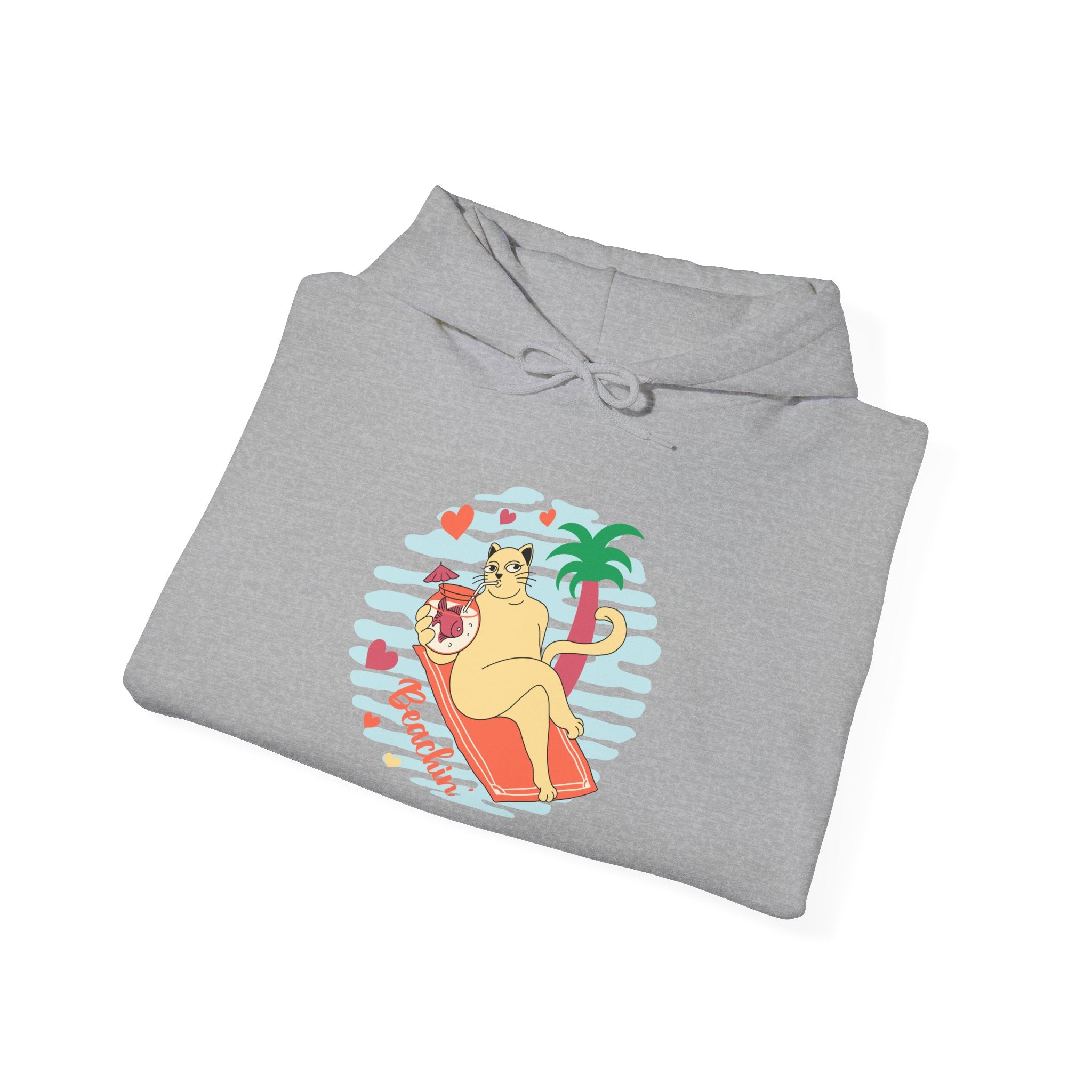 Beachin' Retro Cat Graphic Hoodie