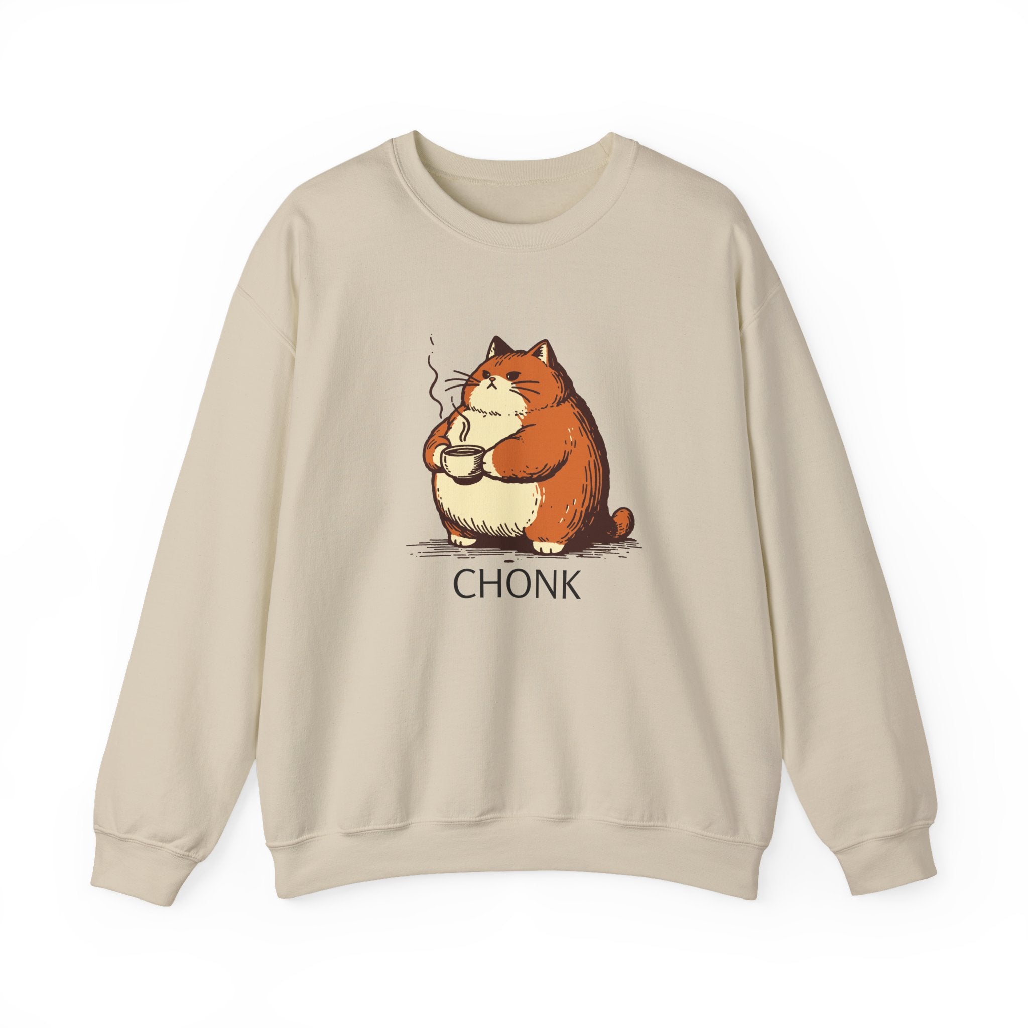Chonk Cat Coffee Illustration Sweatshirt
