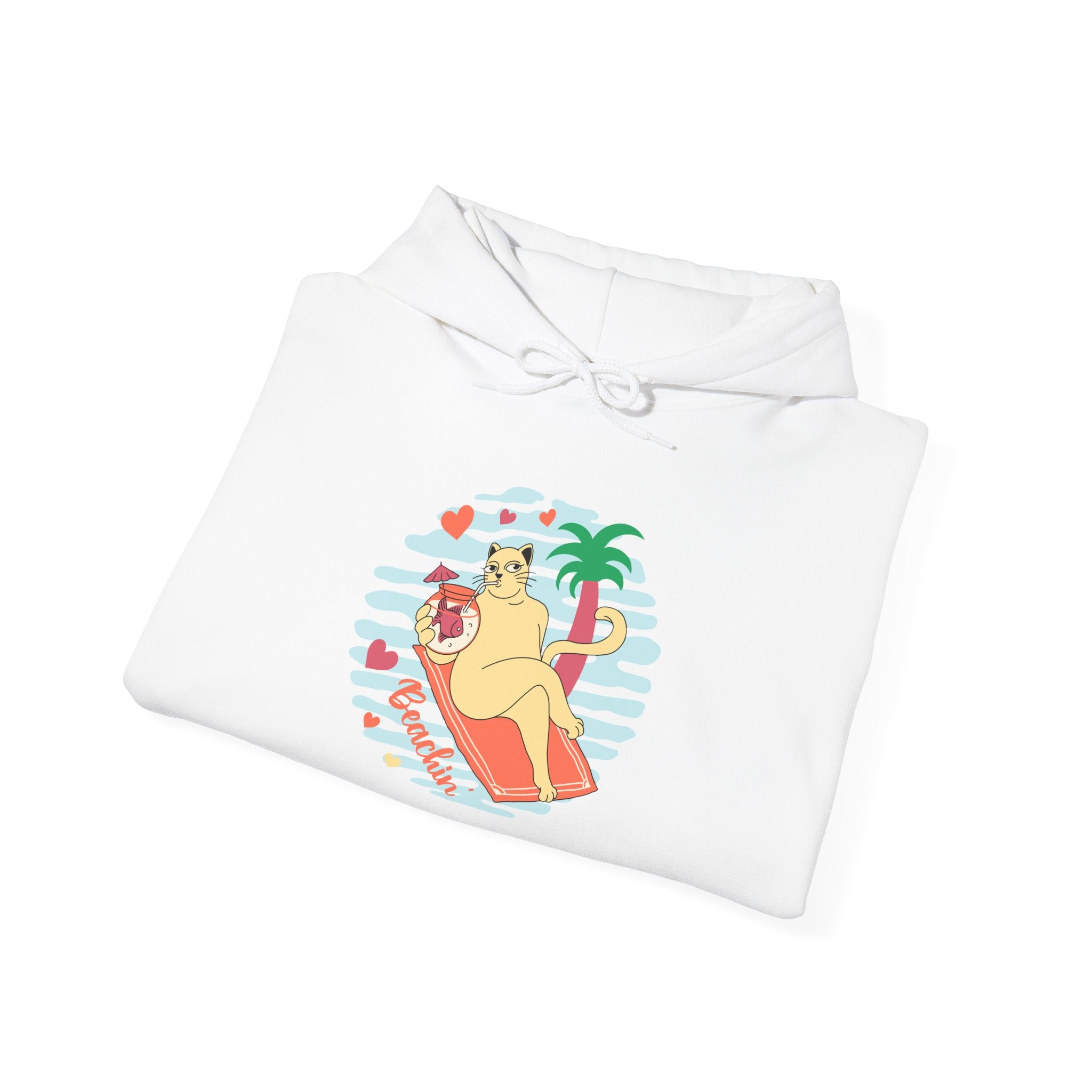 Beachin' Retro Cat Graphic Hoodie