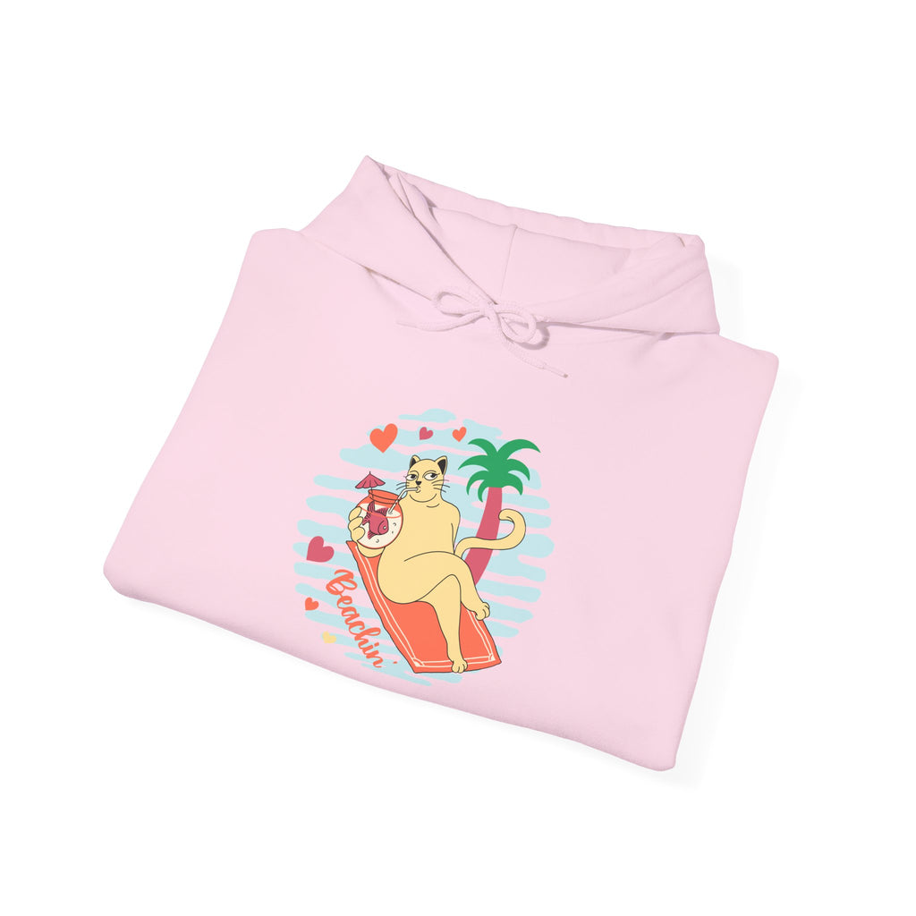 Beachin' Retro Cat Graphic Hoodie