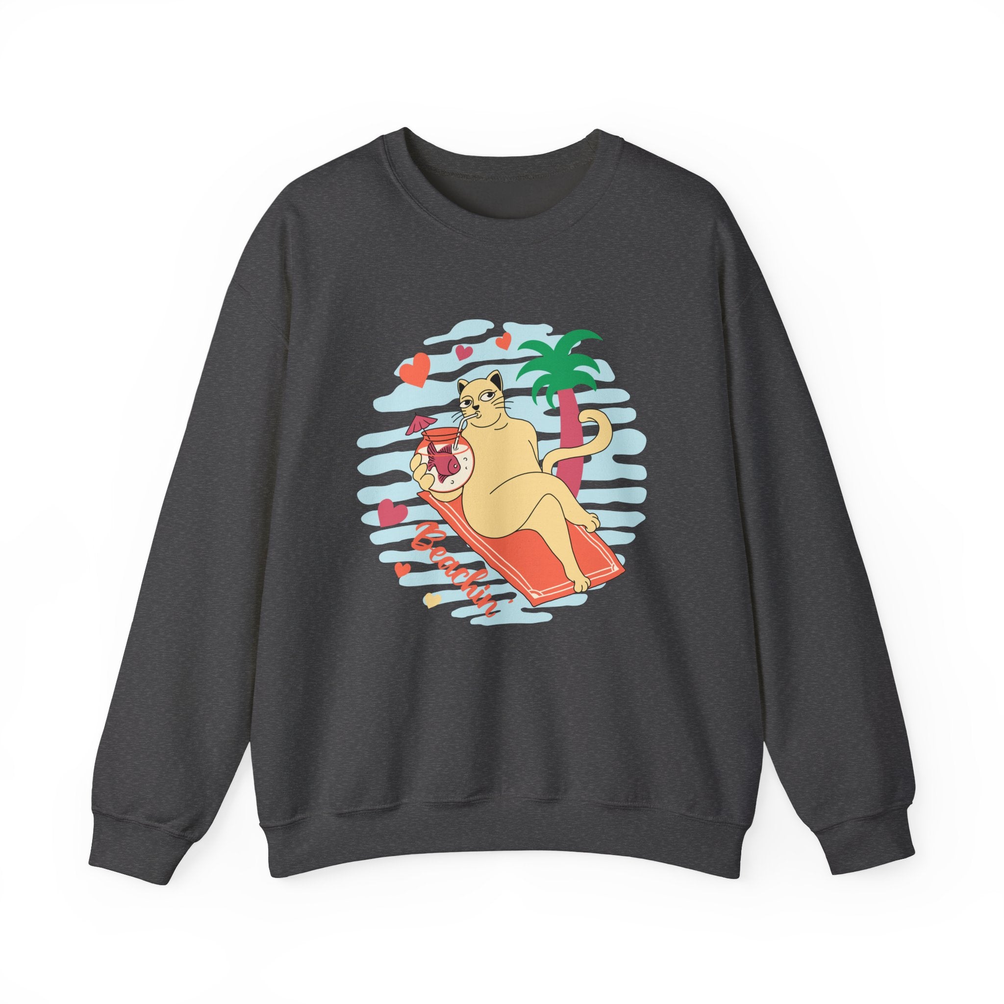 Beachin' Cat Graphic Sweatshirt