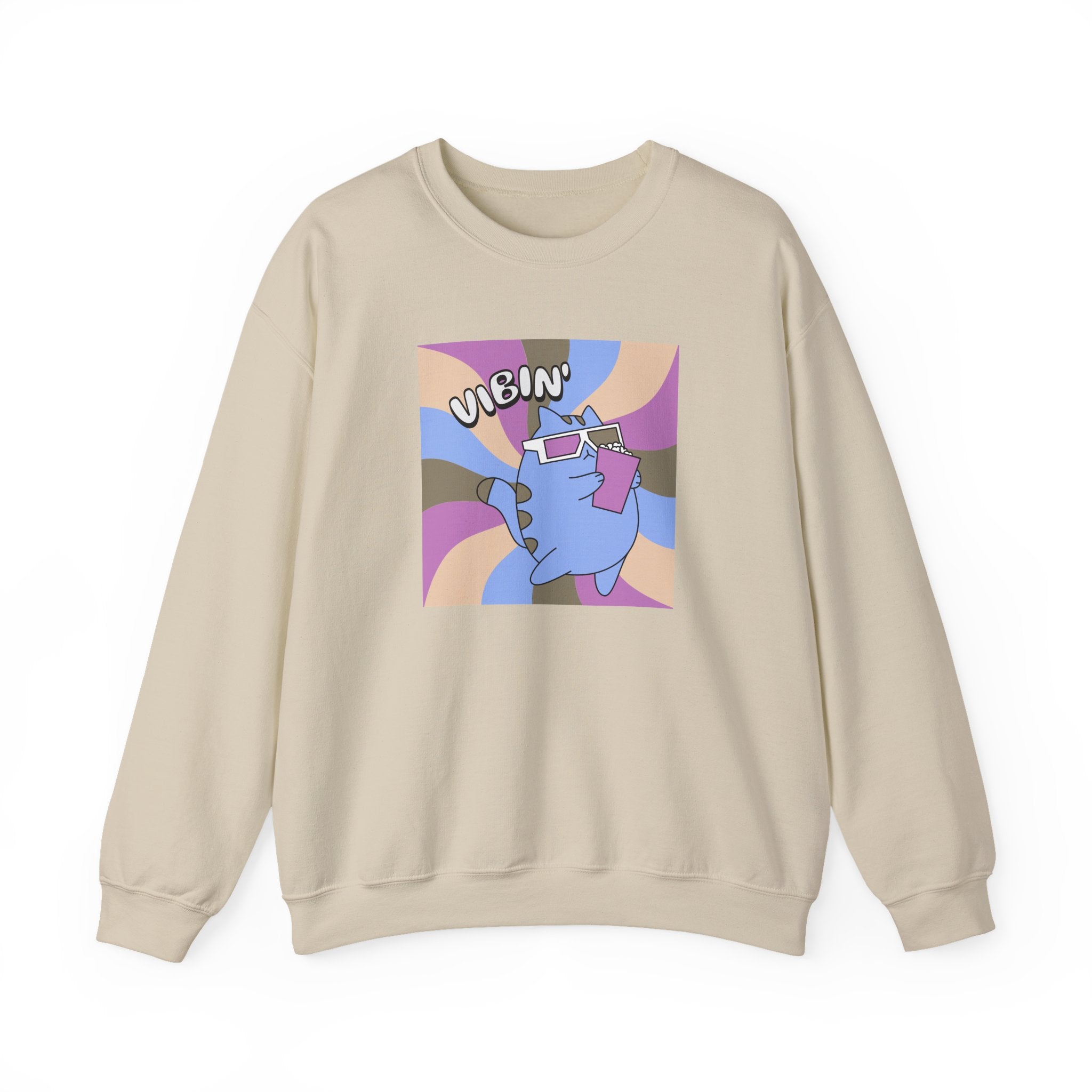 Vibin' Cat Retro Graphic Sweatshirt
