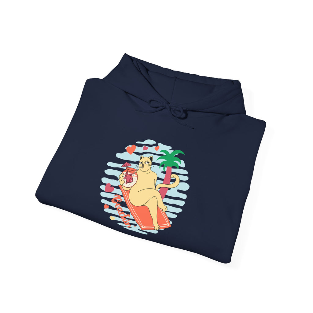 Beachin' Retro Cat Graphic Hoodie