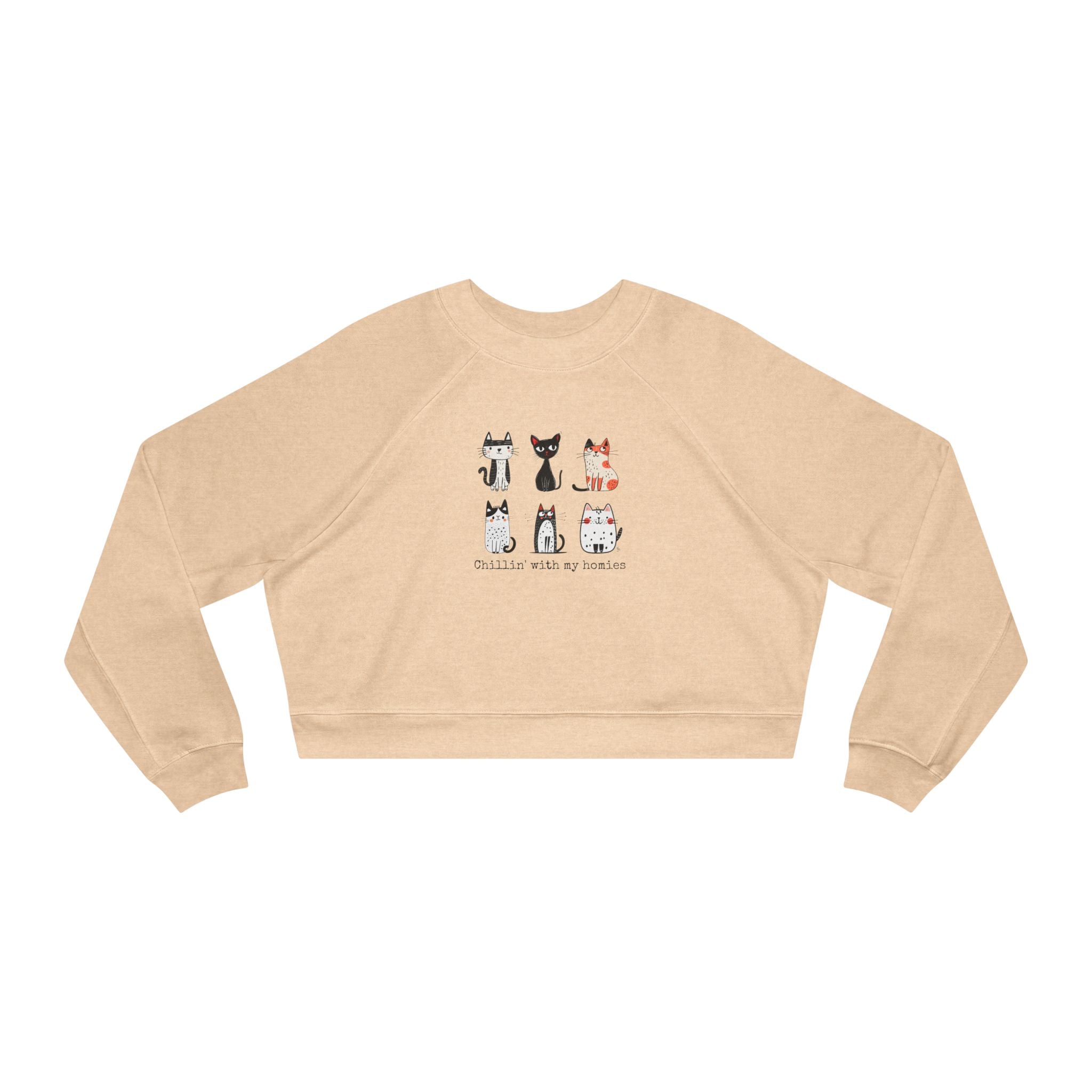 Cute Cat Faces Cropped Sweatshirt