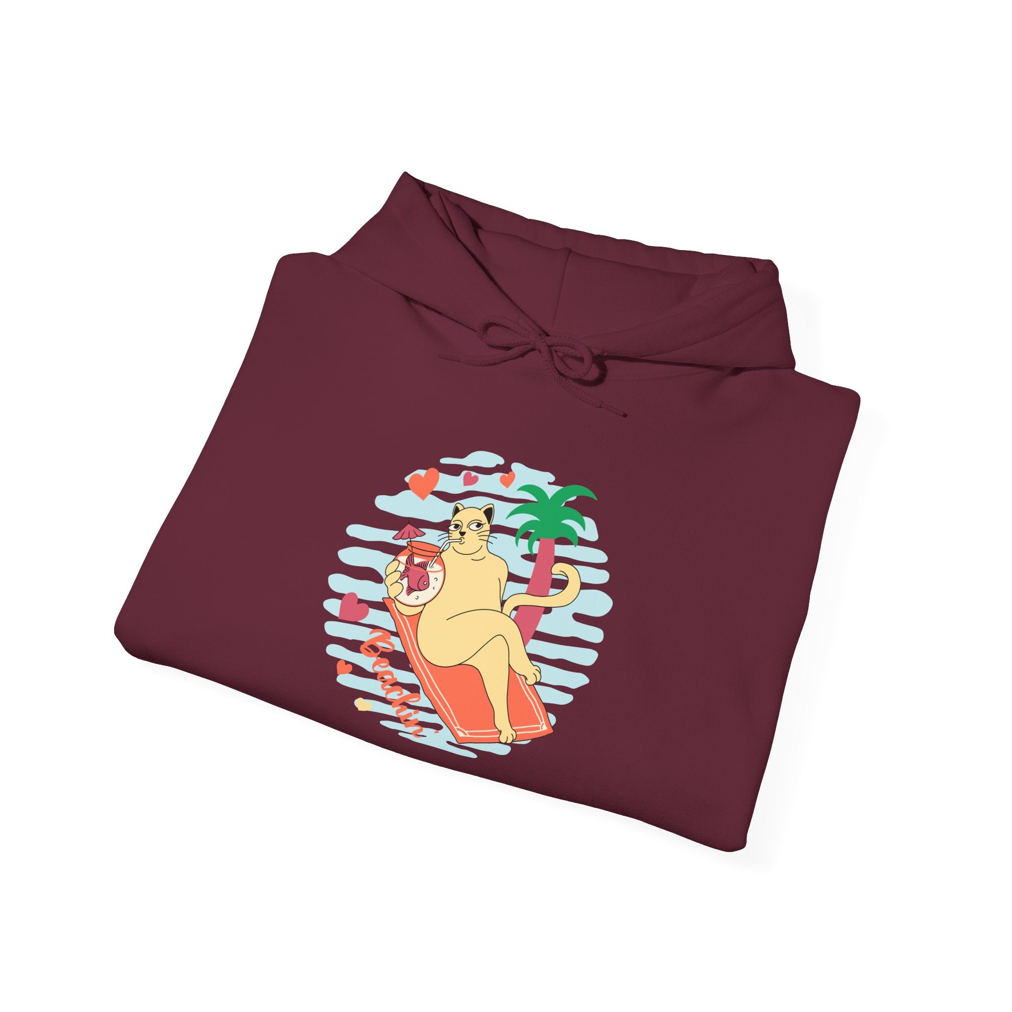 Beachin' Retro Cat Graphic Hoodie