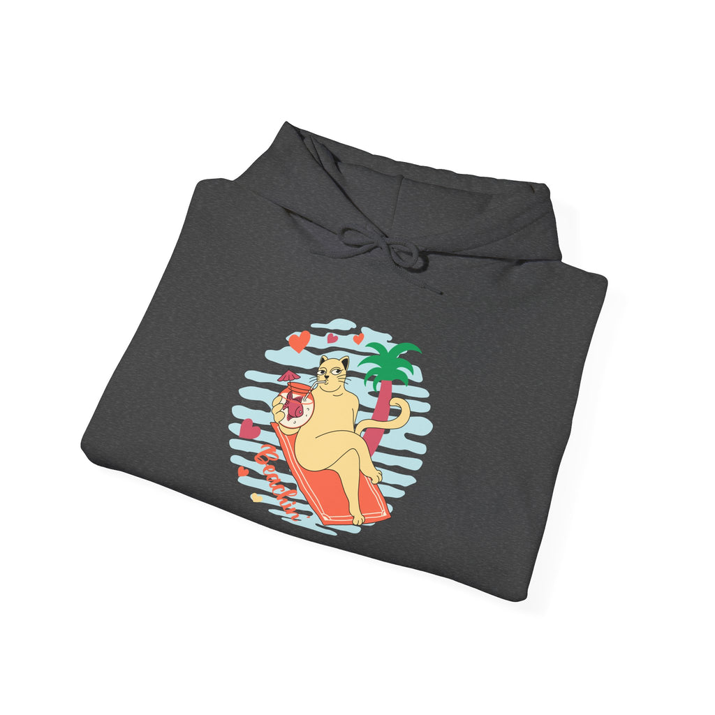 Beachin' Retro Cat Graphic Hoodie