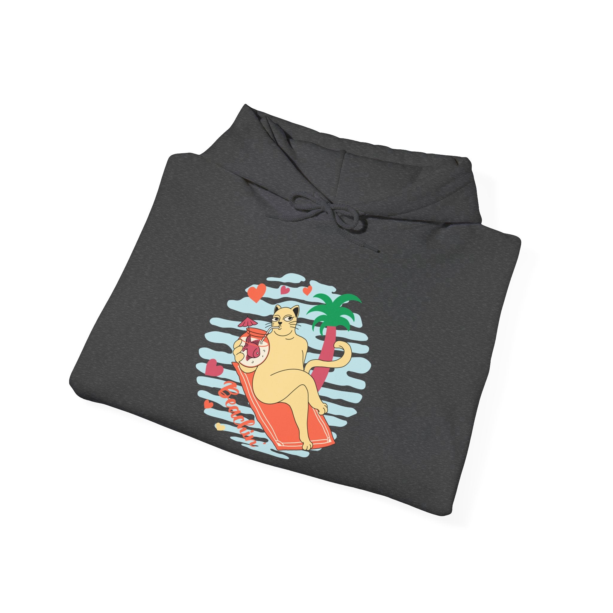 Beachin' Retro Cat Graphic Hoodie